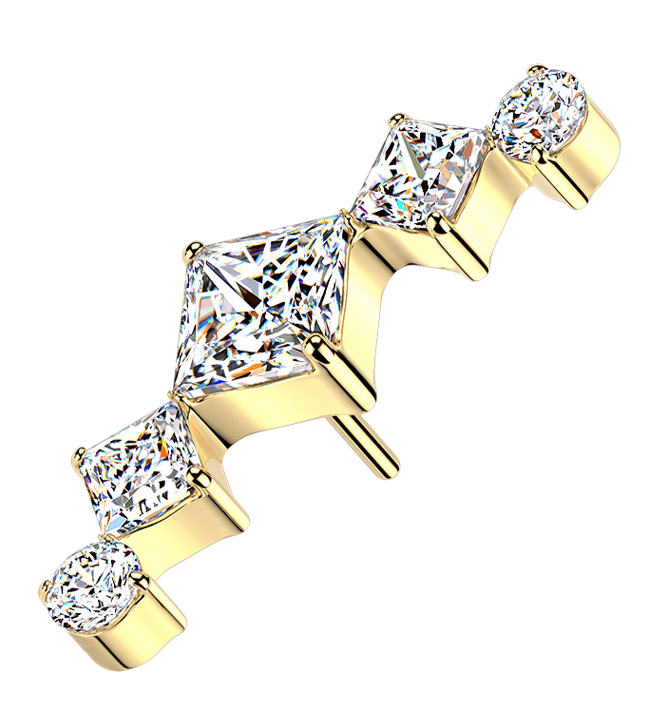 Gold PVD Borealis Clear CZ Titanium Threadless Top