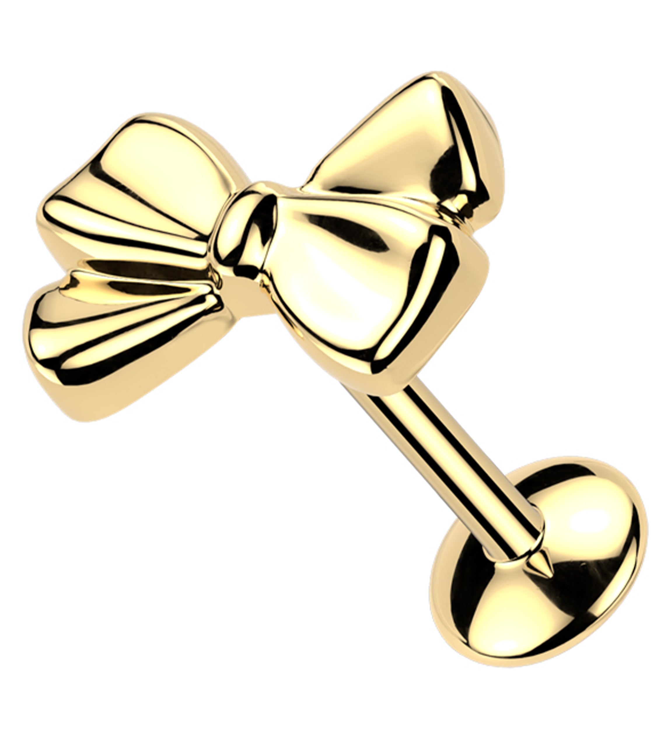 Gold PVD Bow Threadless Titanium Convex Disk Labret