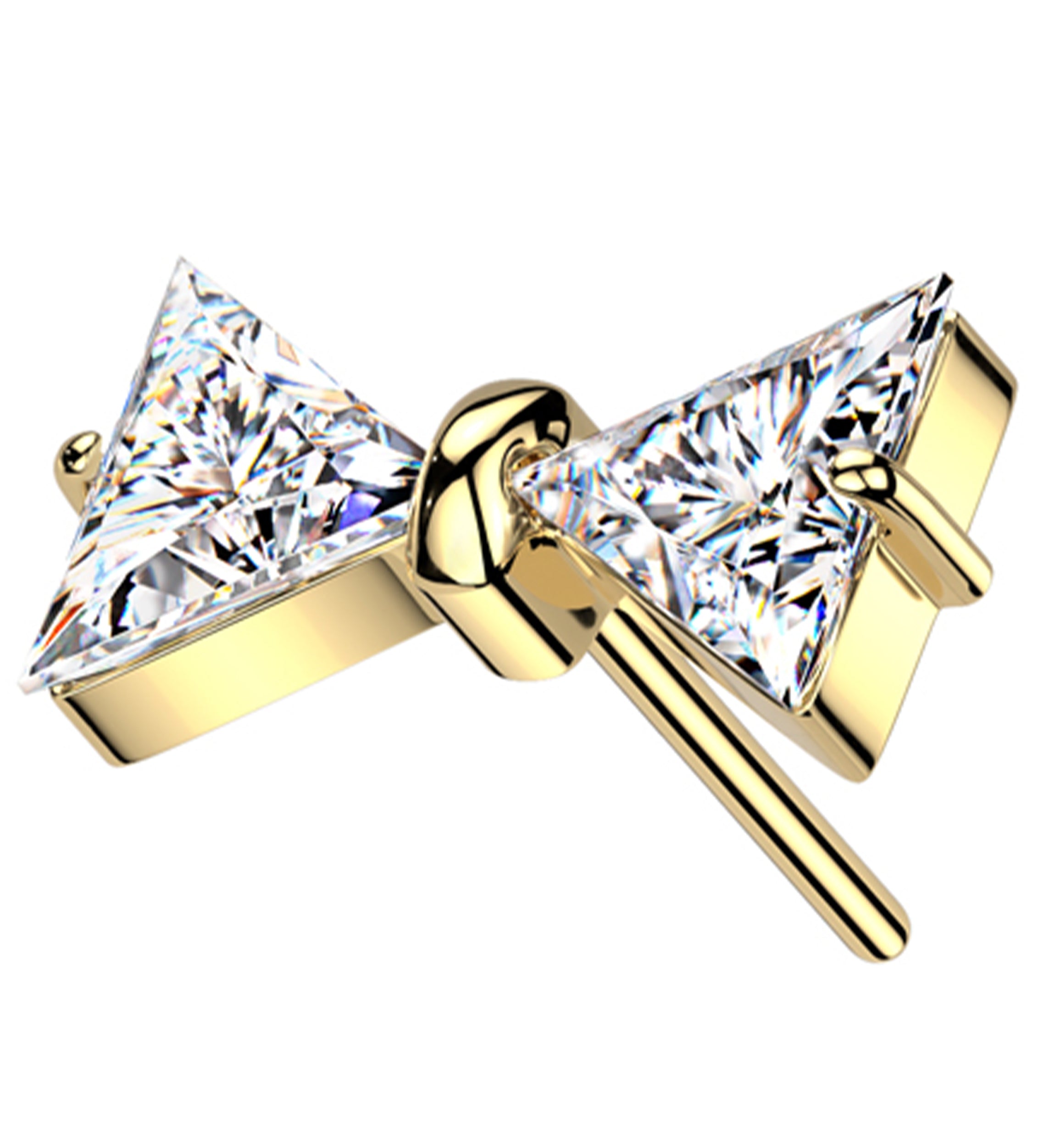 Gold PVD Bowtie Clear CZ Titanium Threadless Top