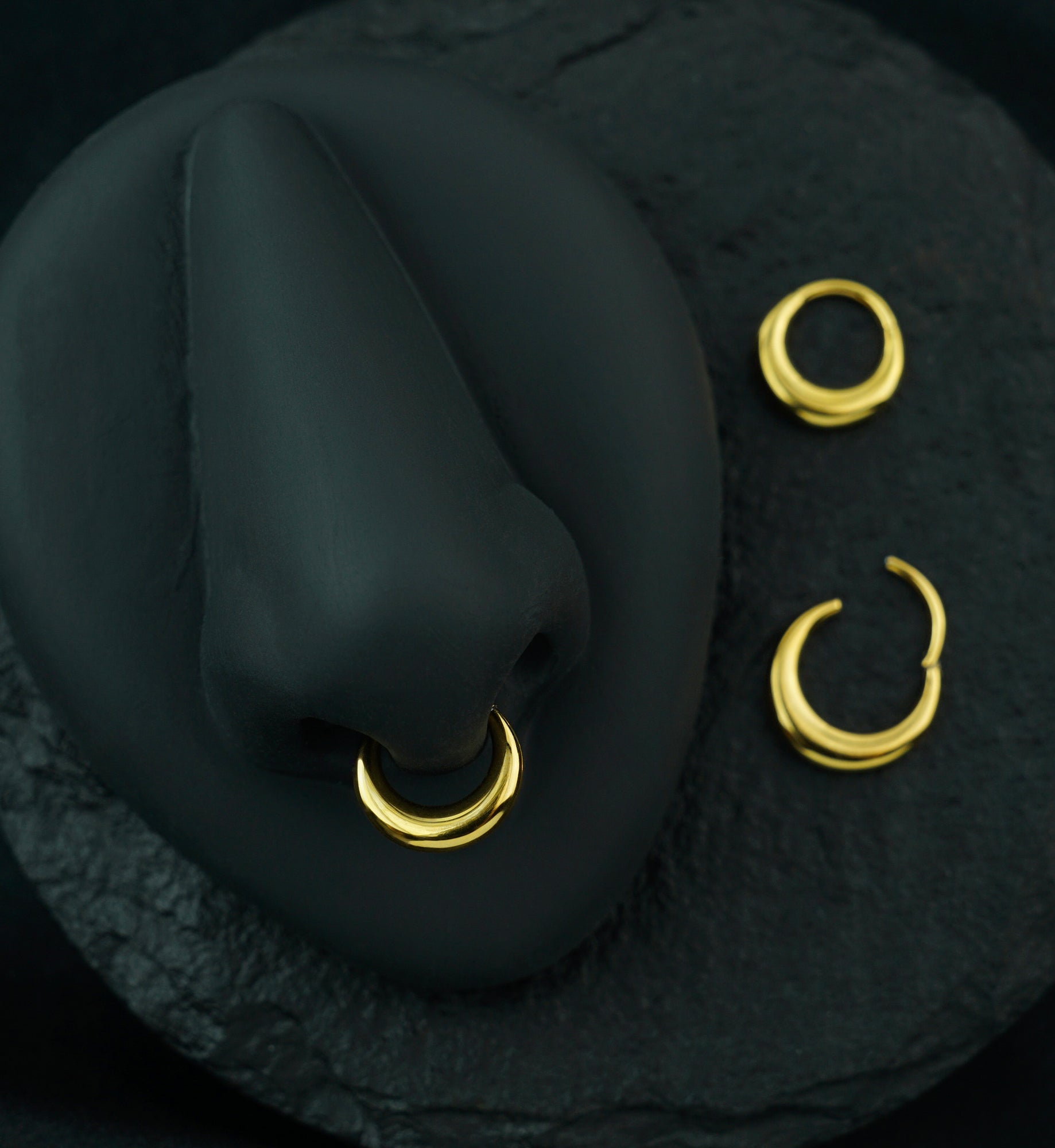 24kt Gold PVD Broad Dome Titanium Hinged Segment Ring