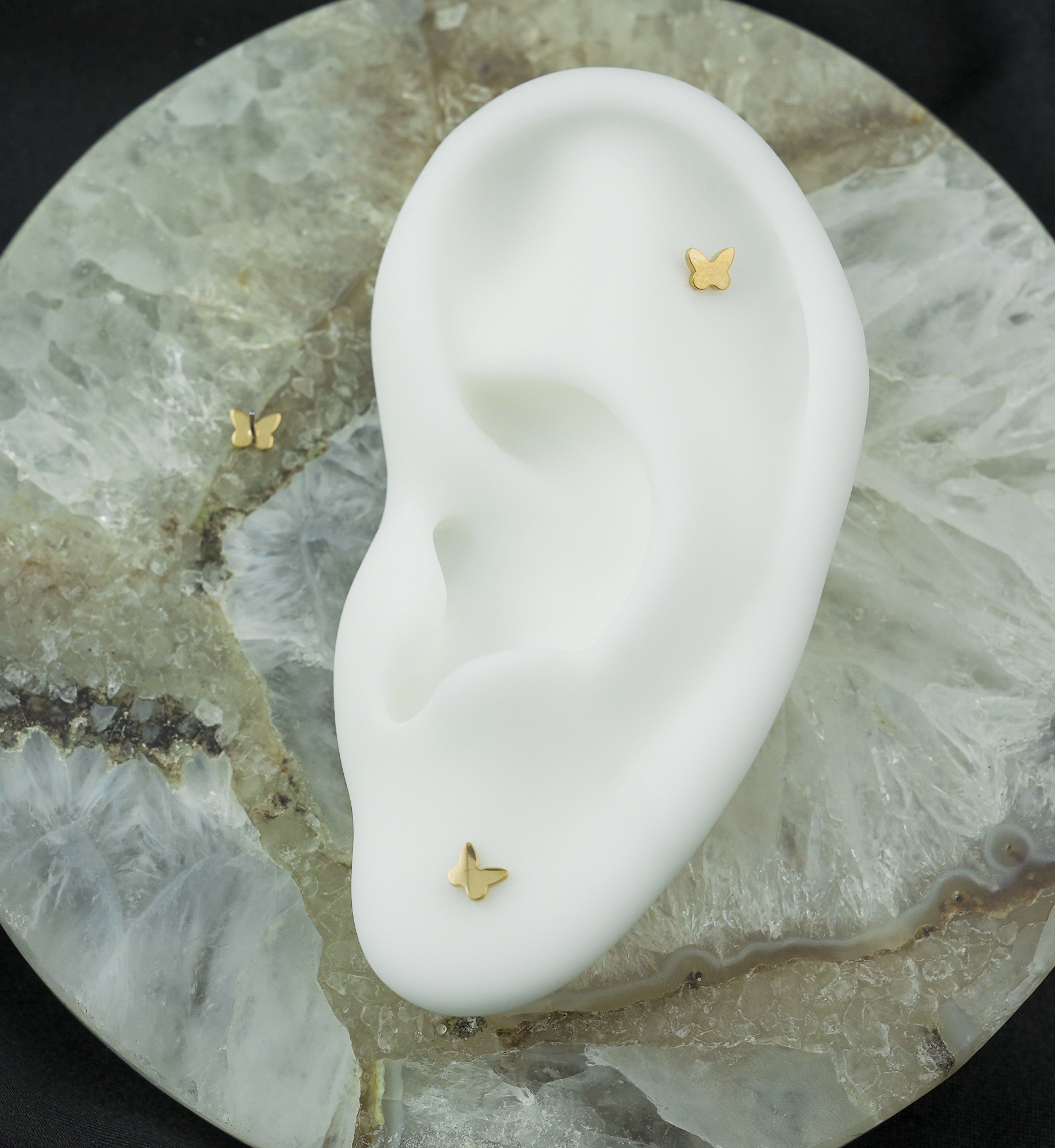 Gold PVD Bubble Butterfly Titanium Threadless Top