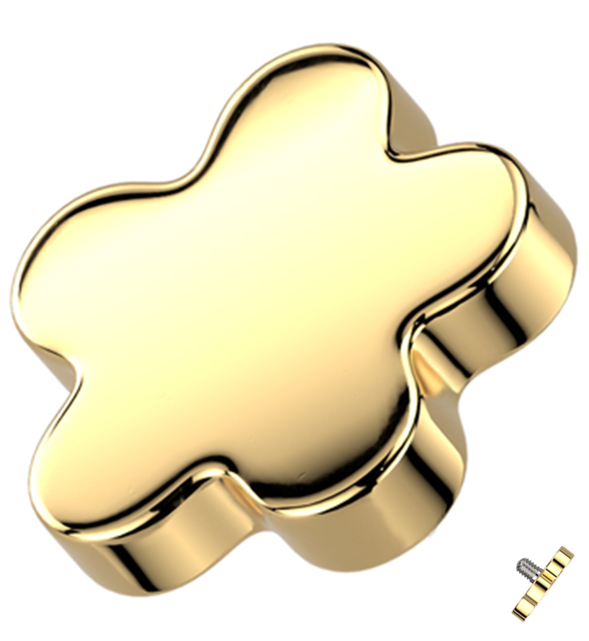 Gold PVD Bubble Flower Titanium Internally Threaded Top