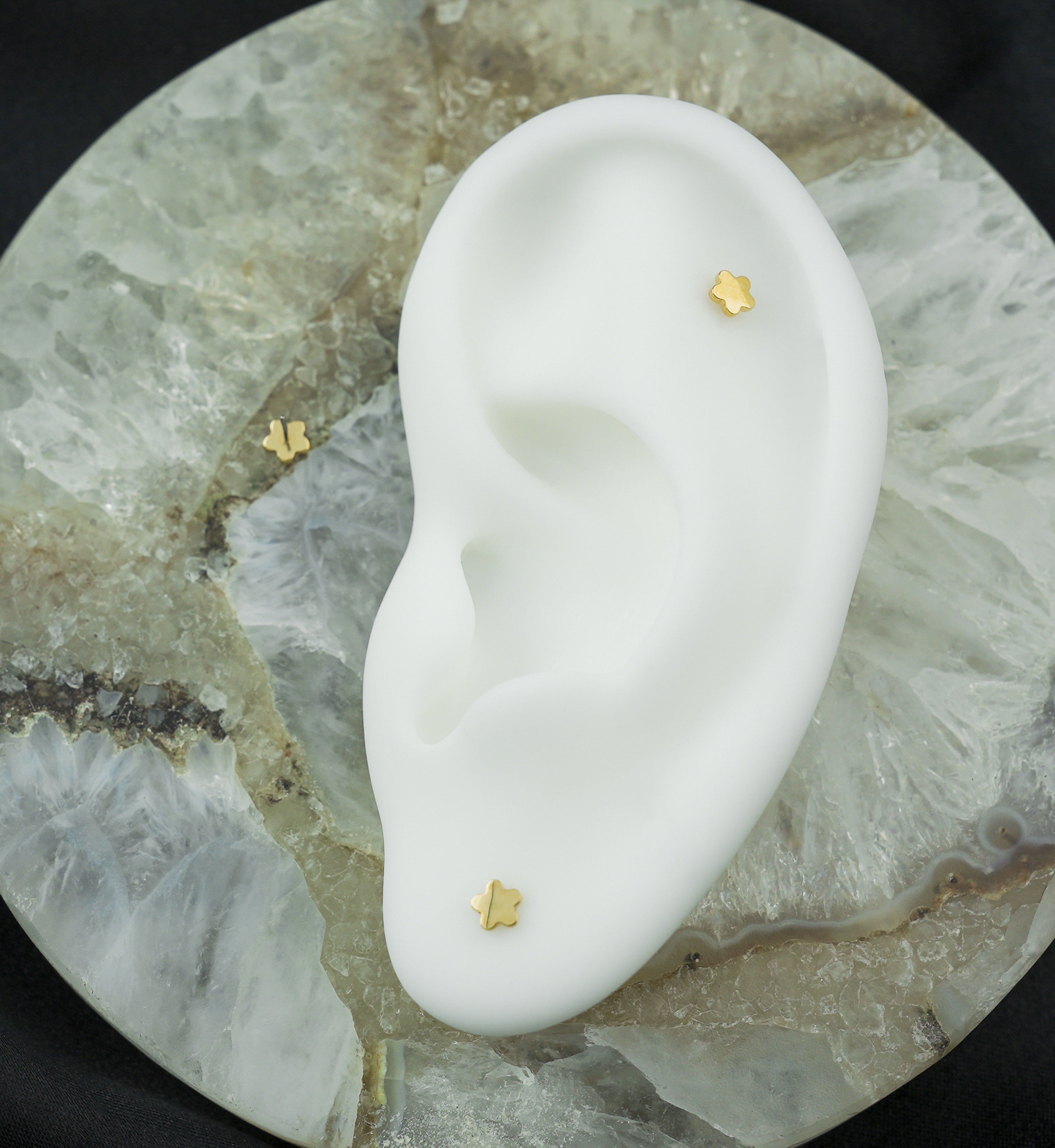 Gold PVD Bubble Flower Titanium Threadless Top