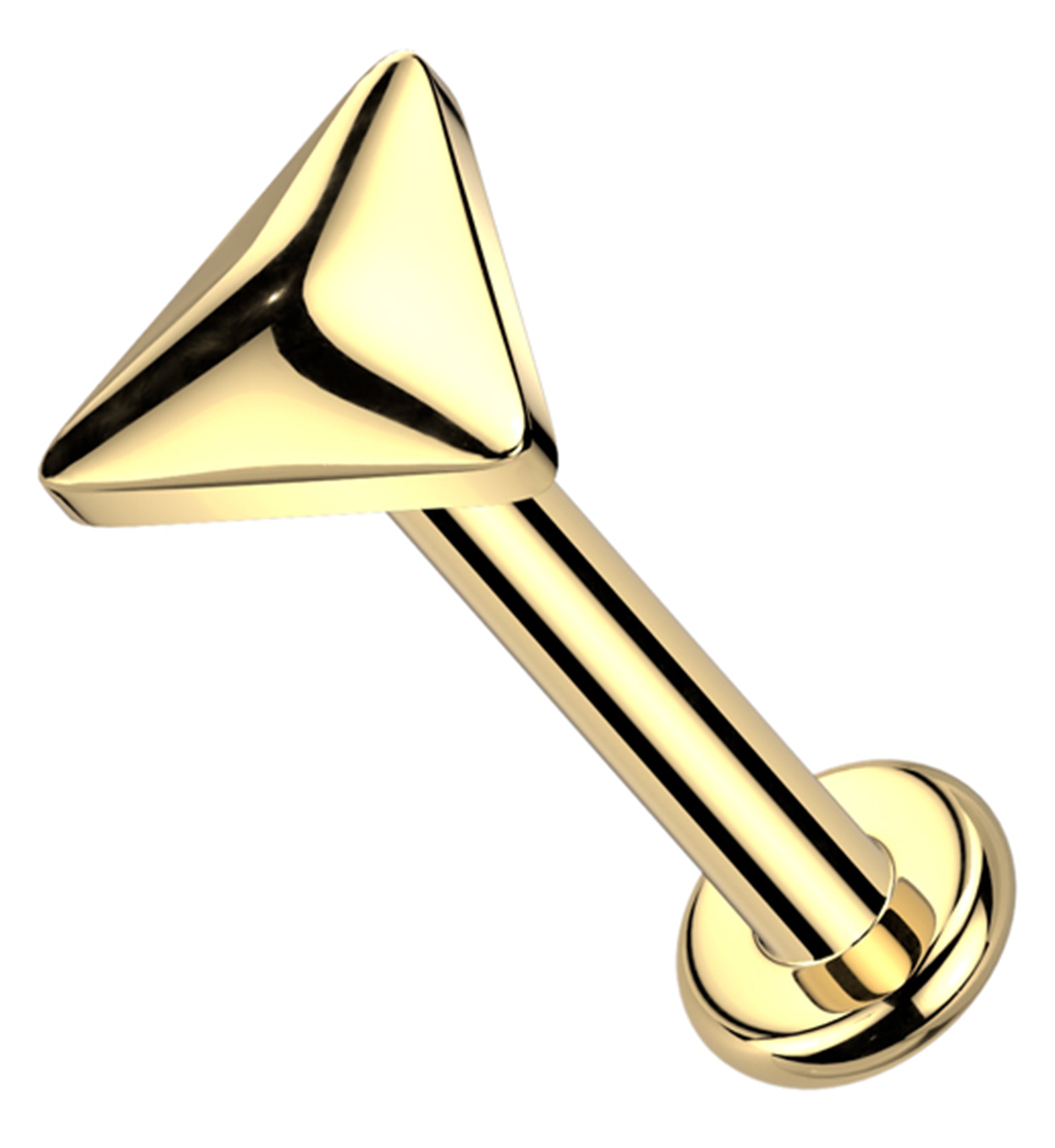 Gold PVD Bubble Triangle Internally Threaded Titanium Flat Disk Labret