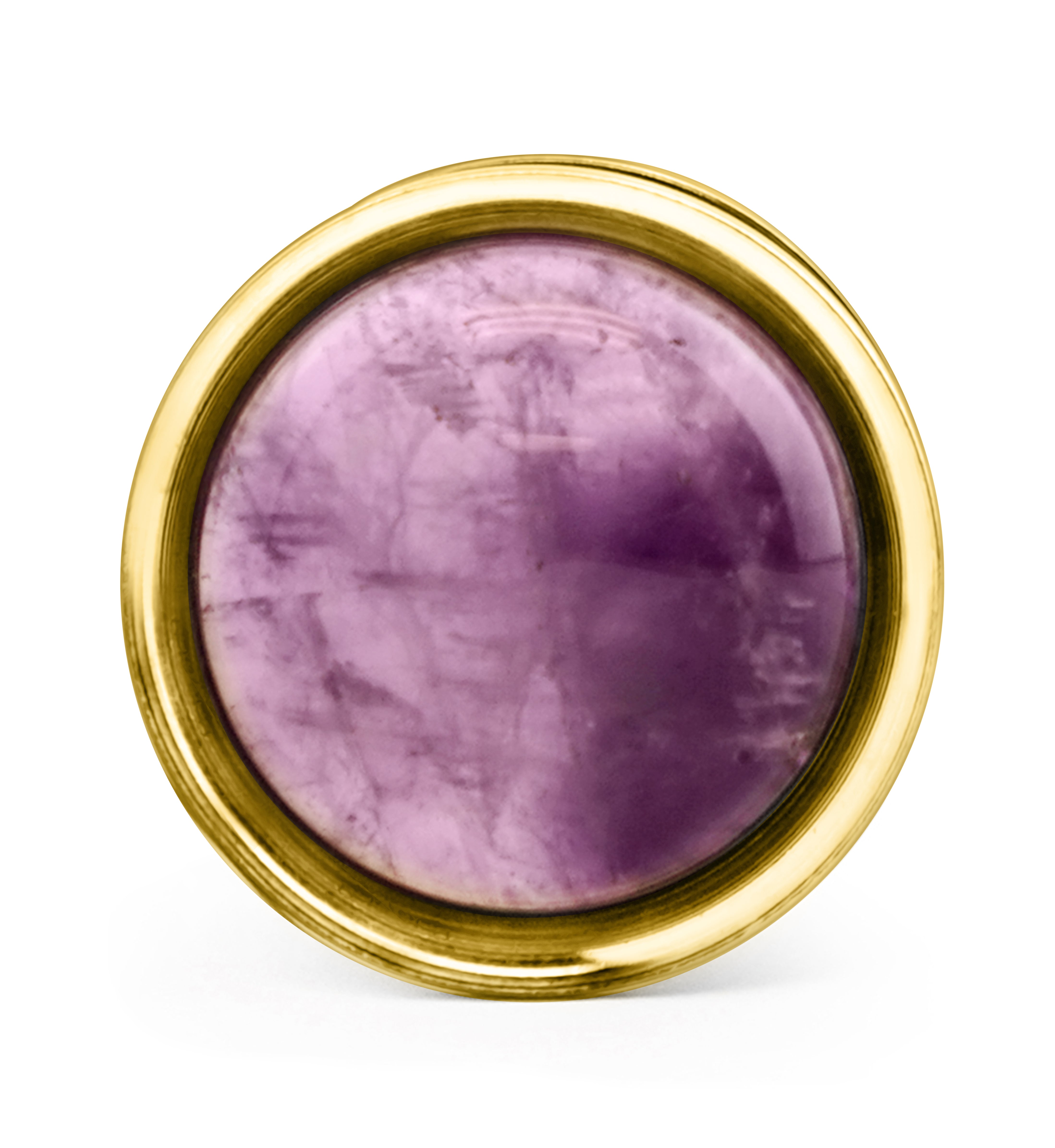 Gold PVD Cabochon Amethyst Stainless Steel Screw Back Tunnel Plugs