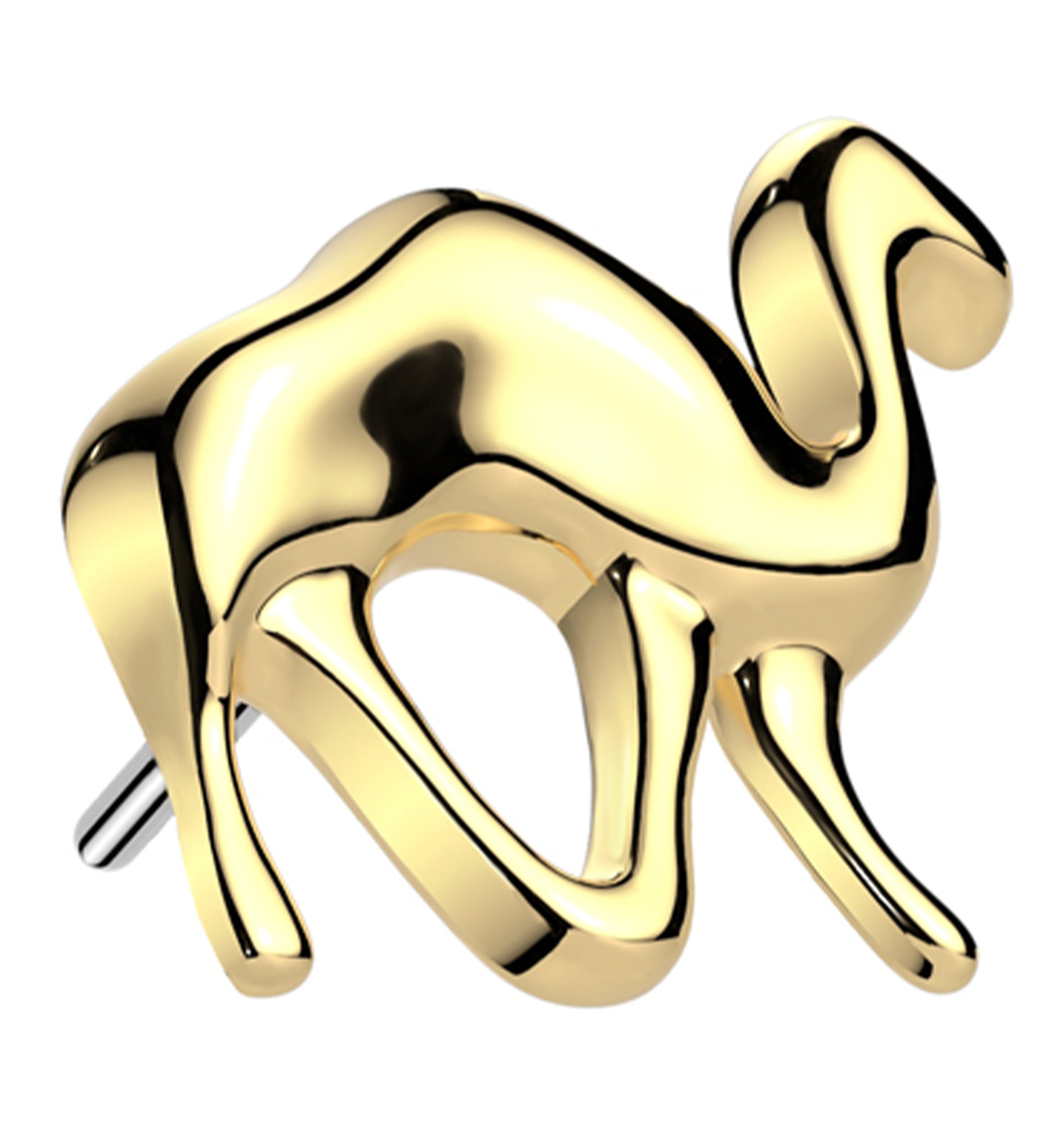 Gold PVD Camel Titanium Threadless Top