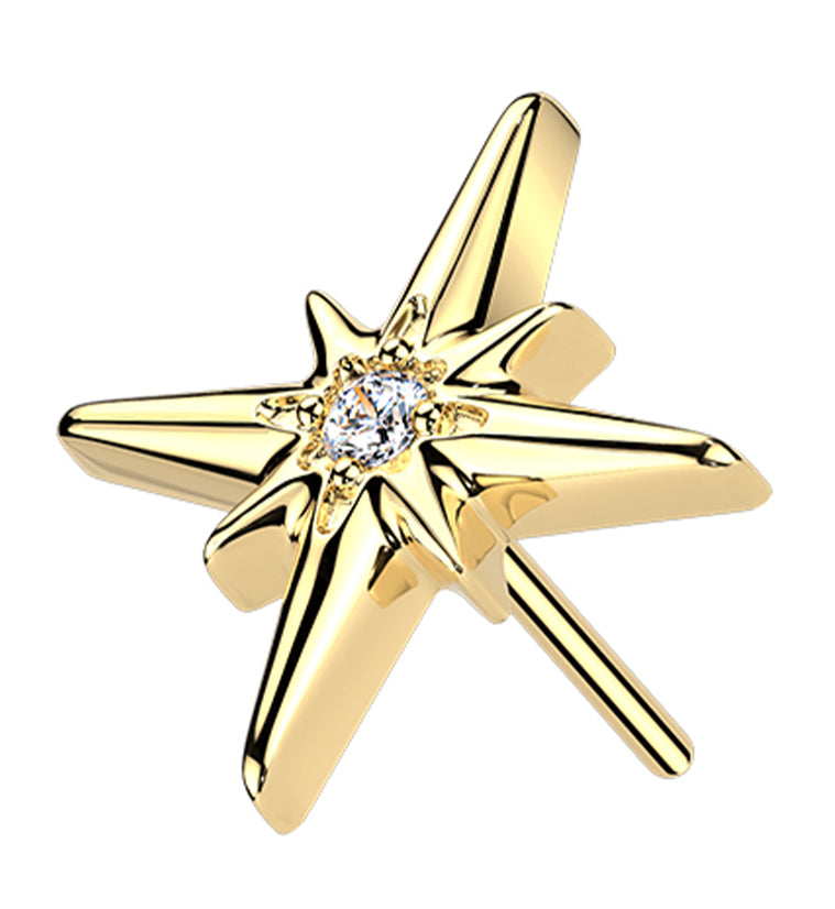 Gold PVD Cardinal Points CZ Titanium Threadless Top