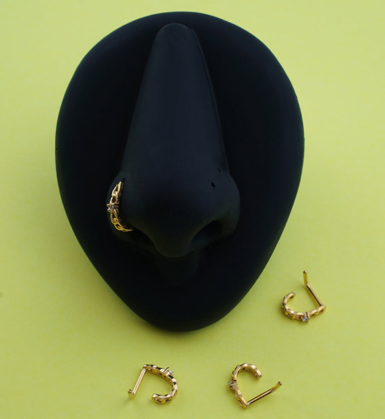 Gold PVD Chain Clear CZ Nose Curve