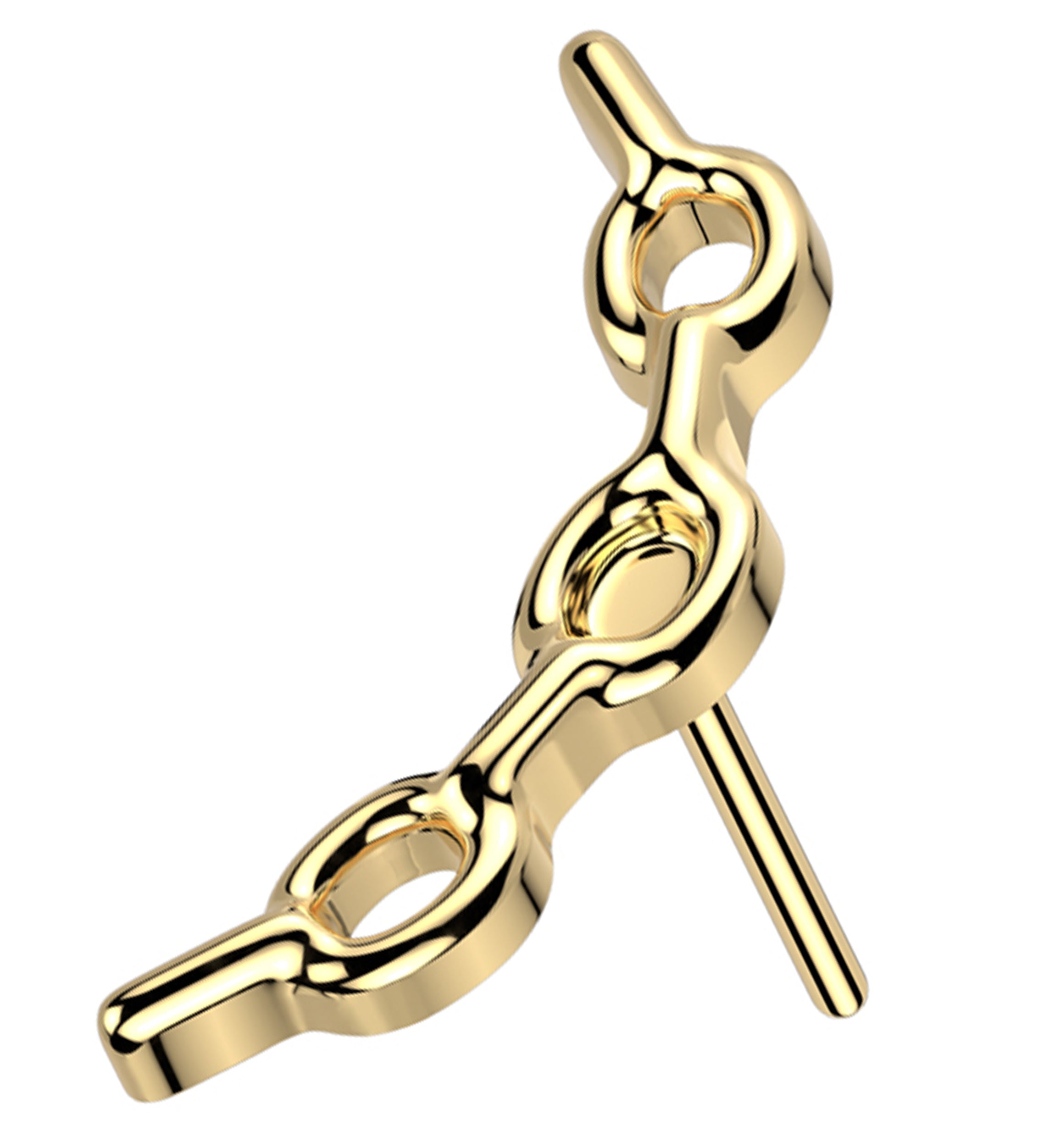 Gold PVD Chain Link Curve Titanium Threadless Top