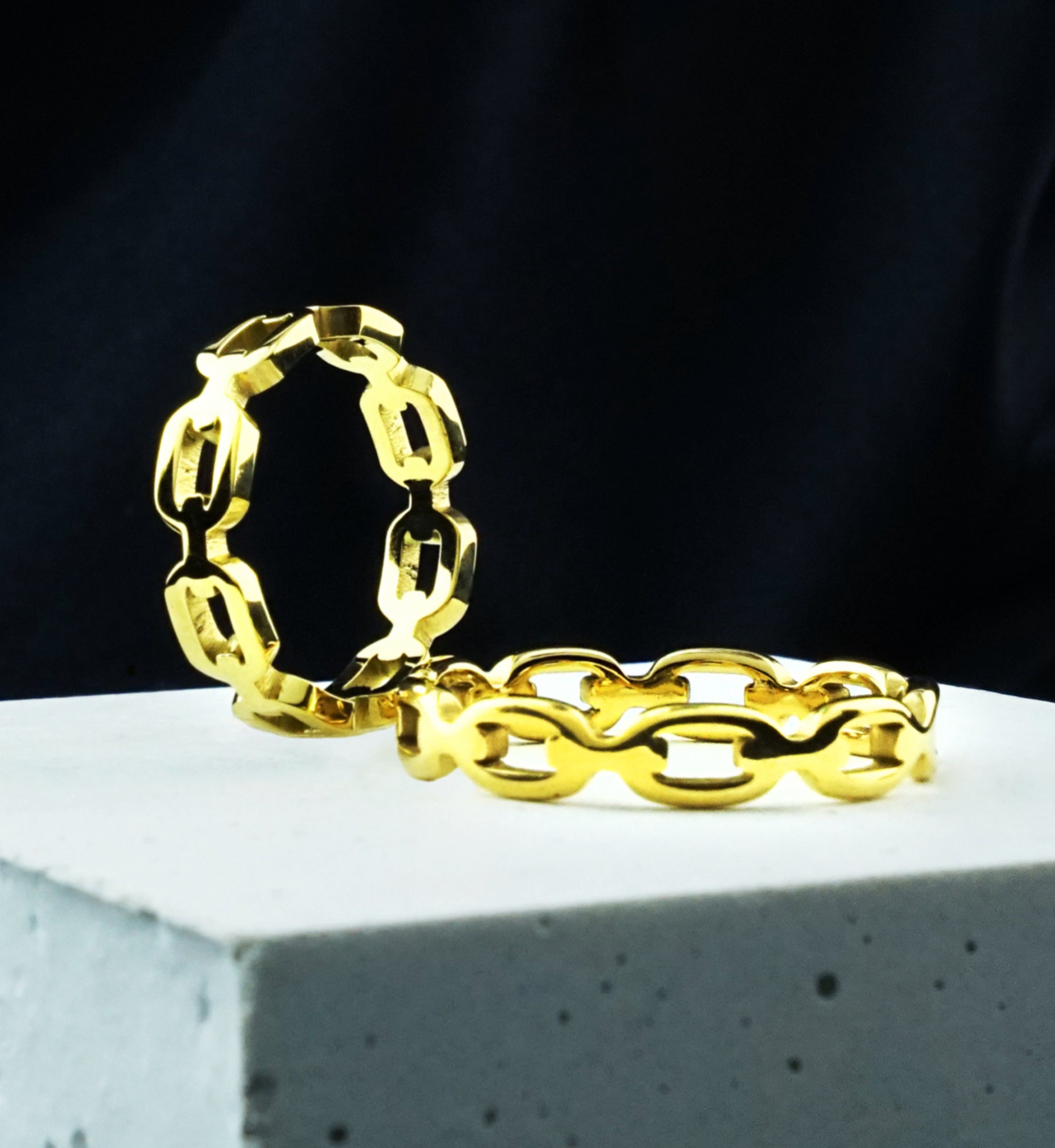 Gold PVD Chain Link Stainless Steel Ring