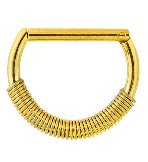 Gold PVD Coil D-Shaped Stainless Steel Hinged Segment Ring