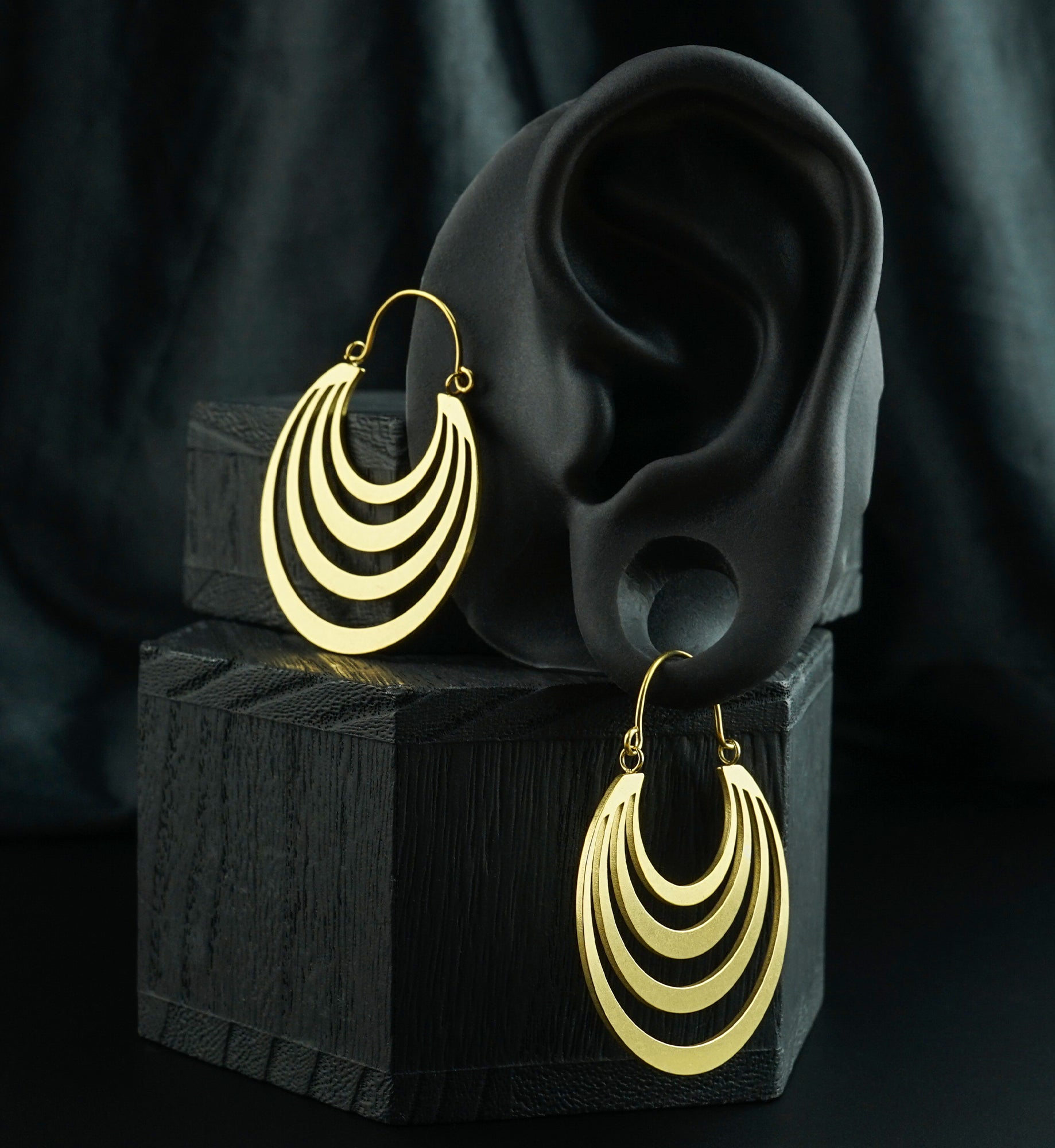 Gold PVD Concentric Stainless Steel Plug Hoops
