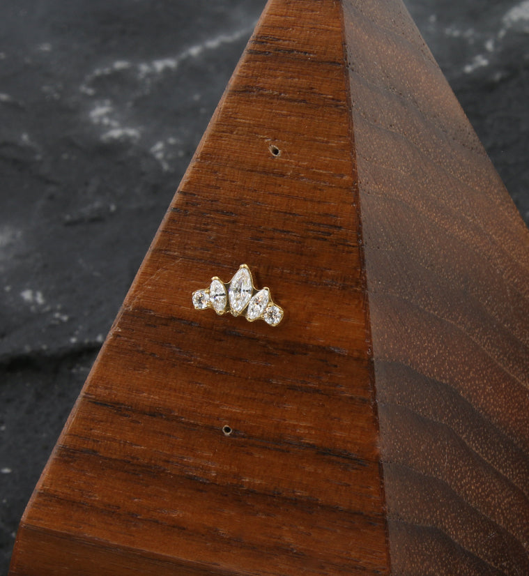 Gold PVD Coronal Clear CZ Threadless Titanium Top