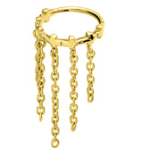 Gold PVD Cross Row Dangle Chains Stainless Steel Hinged Segment Ring