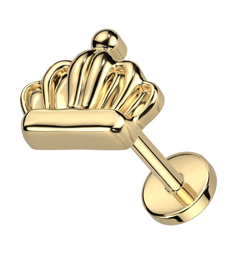 Gold PVD Crown Threadless Titanium Labret