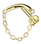 Gold PVD Curved Bar Dangle Chain Titanium Internally Threaded Labret
