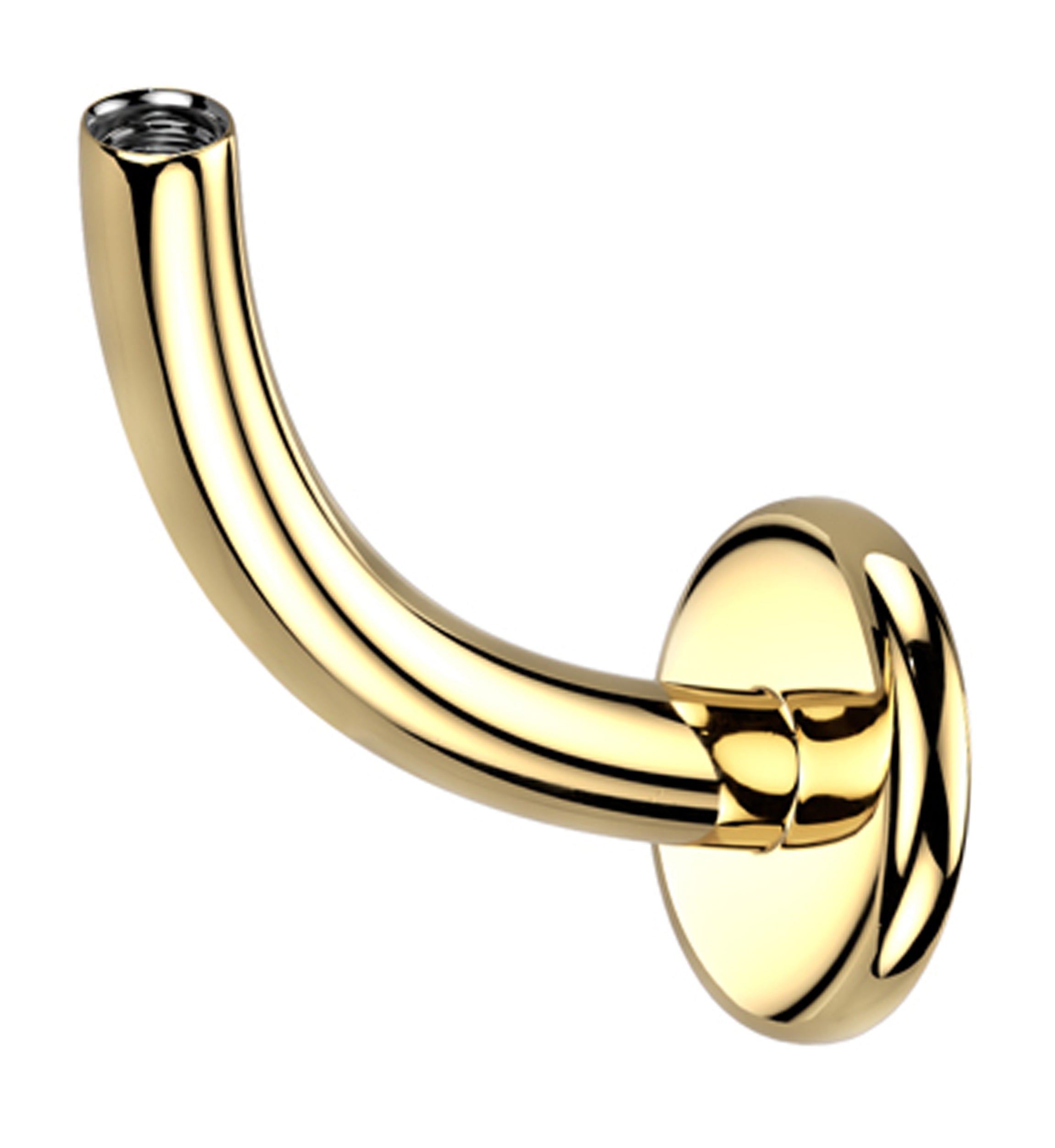 Gold PVD Curved Internally Threaded Titanium Flat Back Barbell (Post O