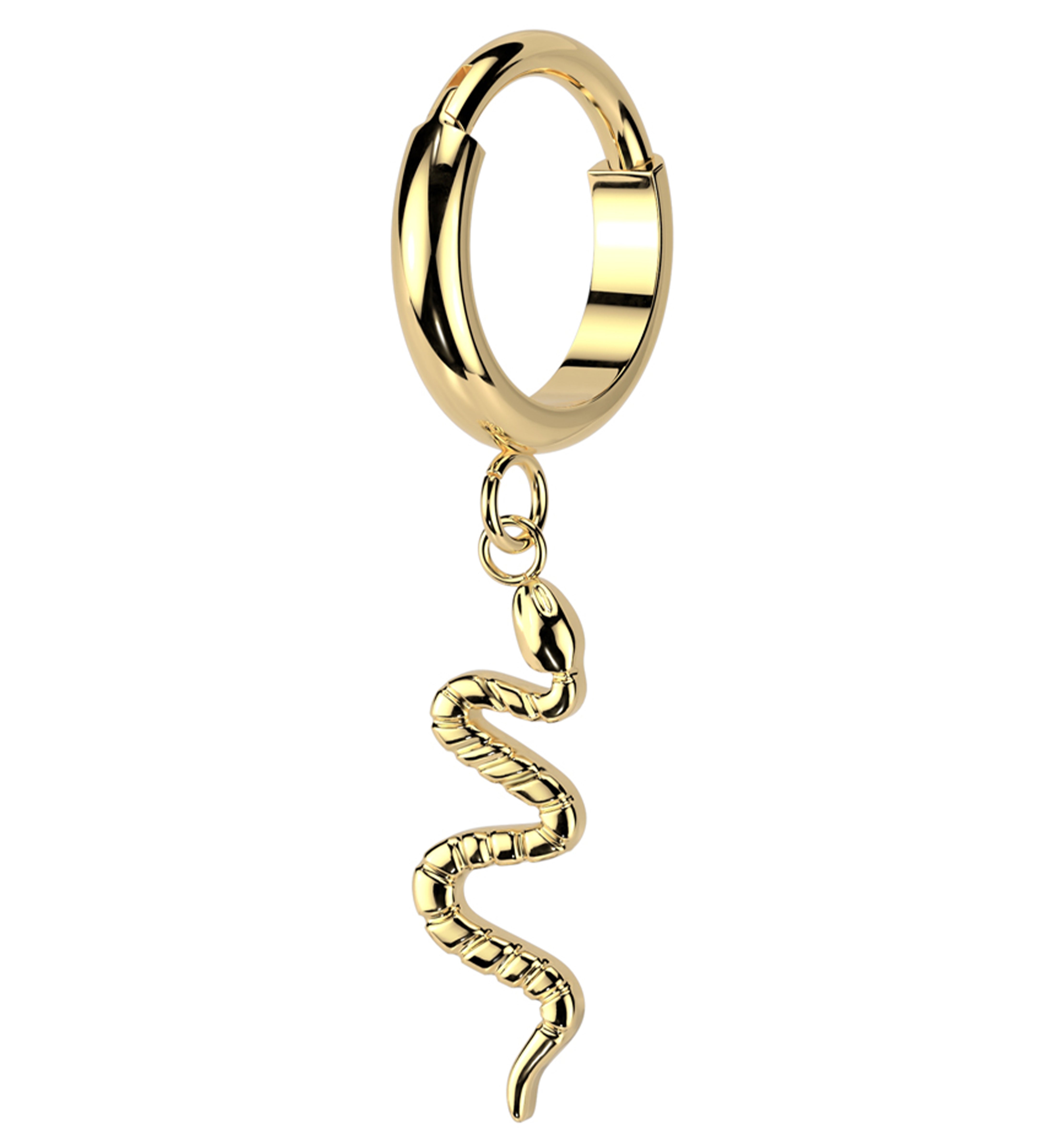 Gold PVD Dangle Snake Titanium Hinged Segment Ring