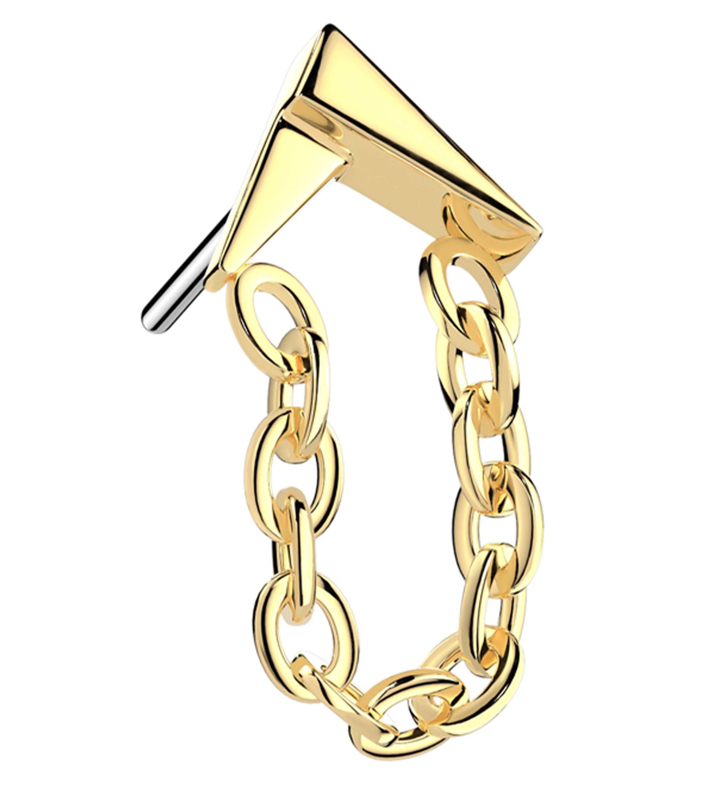 Gold PVD Dart Dangle Chain Threadless Titanium Top