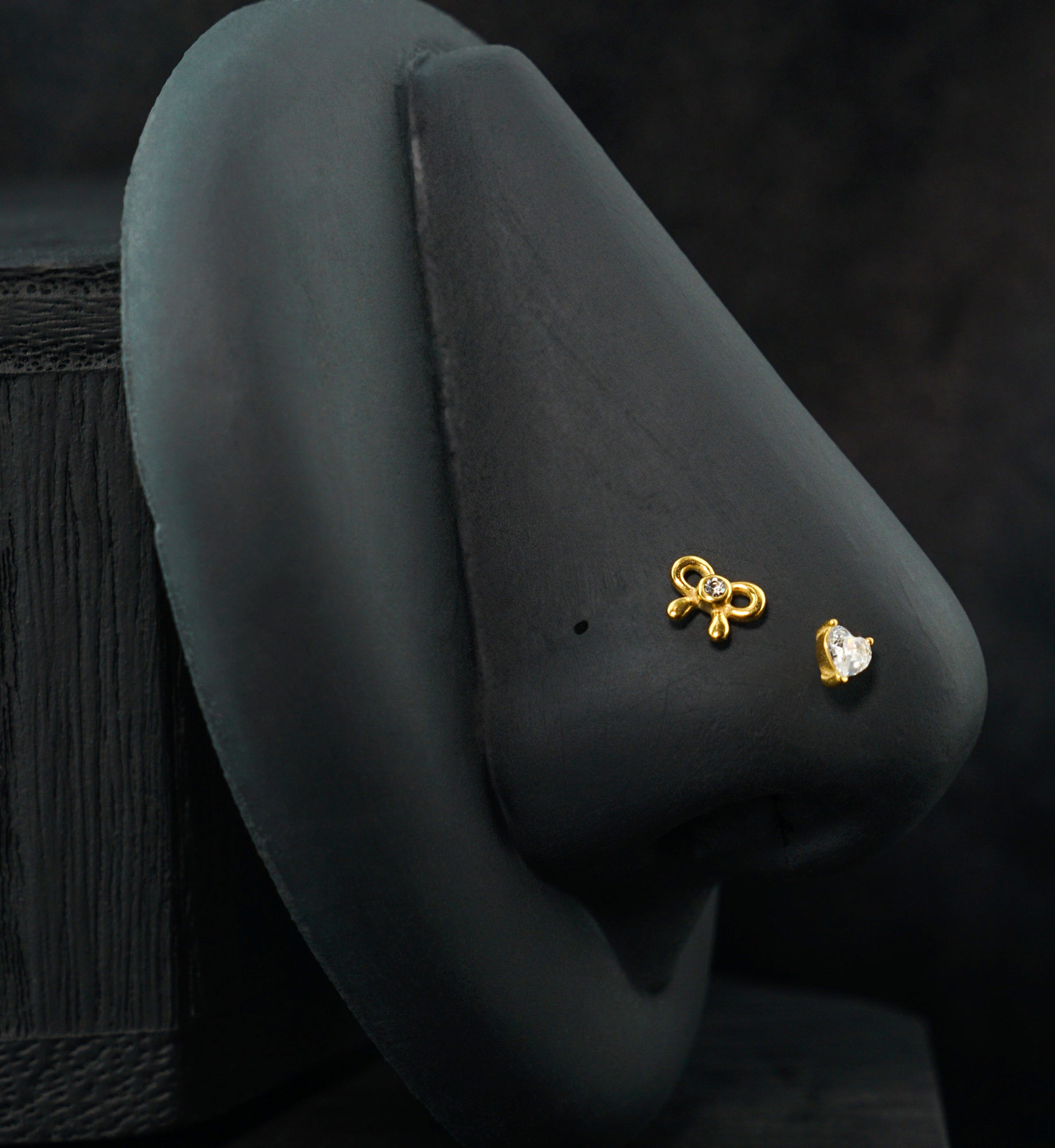 Gold PVD Demure Clear CZ Stainless Steel L Bend/Stud/Hoop Variety Pack (6 Pack)