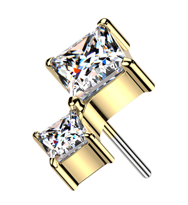 Gold PVD Diamond Echo CZ Titanium Threadless Top