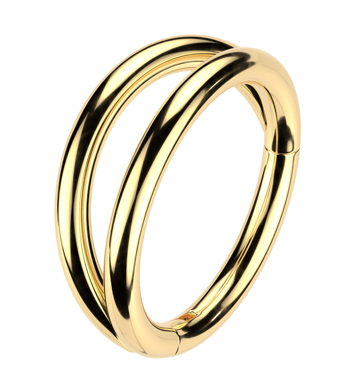 Gold PVD Double Bar Stainless Steel Hinged Segment Ring