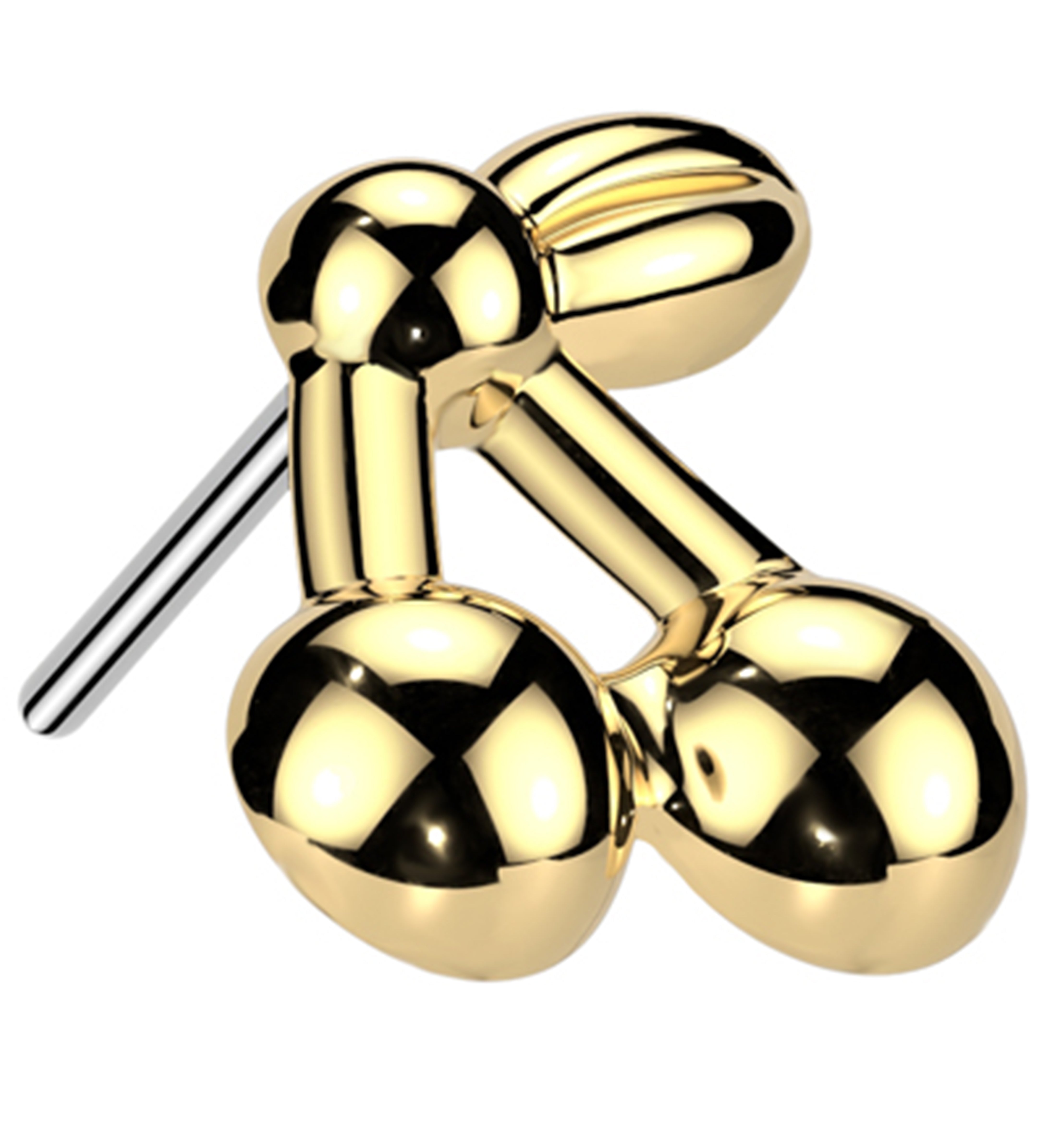 Gold PVD Double Cherries Titanium Threadless Top