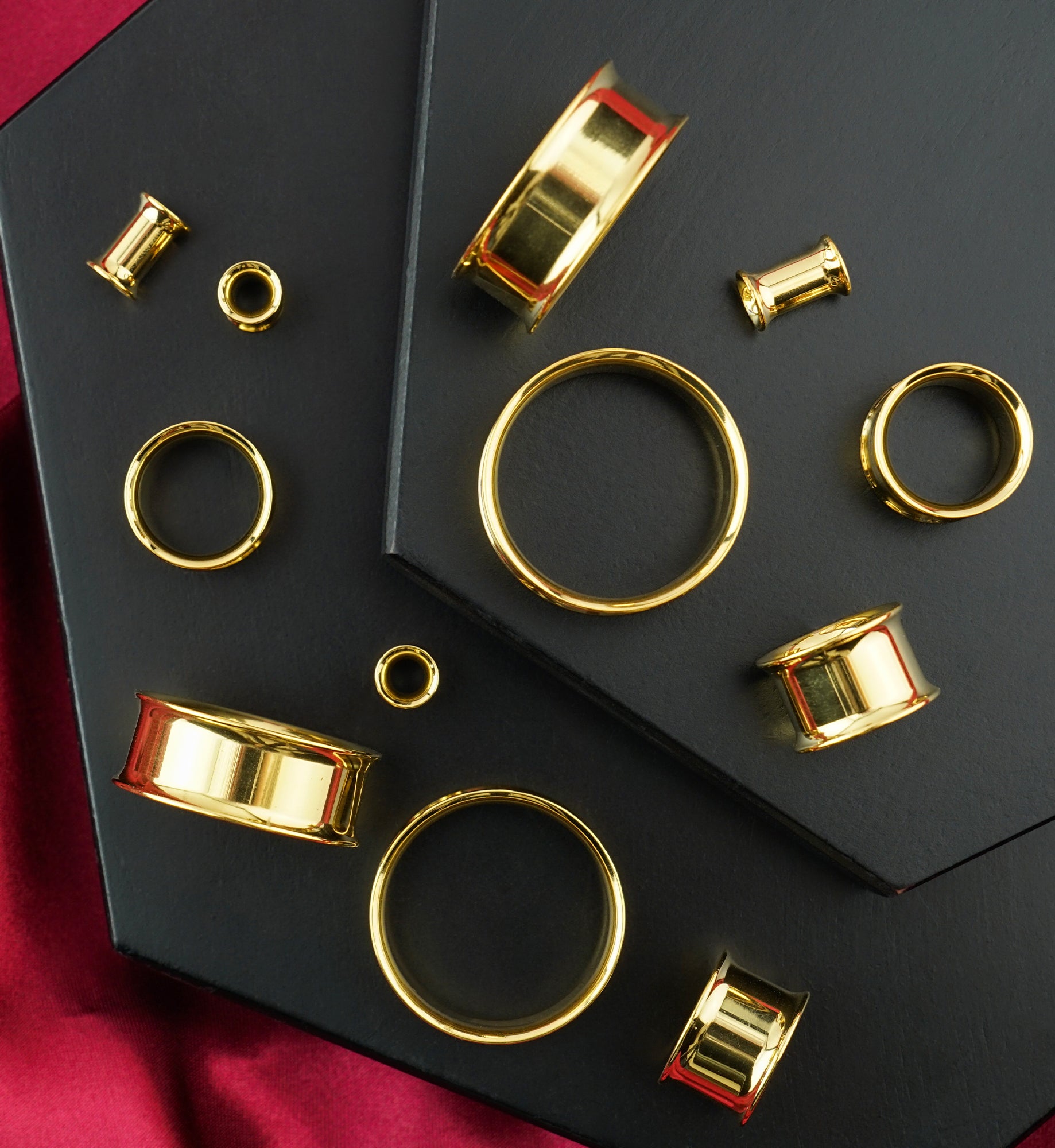 Gold PVD Double Flare Titanium Ear Tunnels