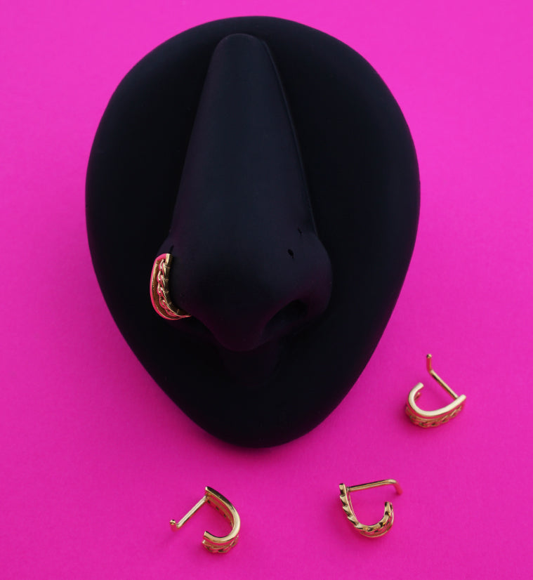 Gold PVD Double Line Chain Nose Curve