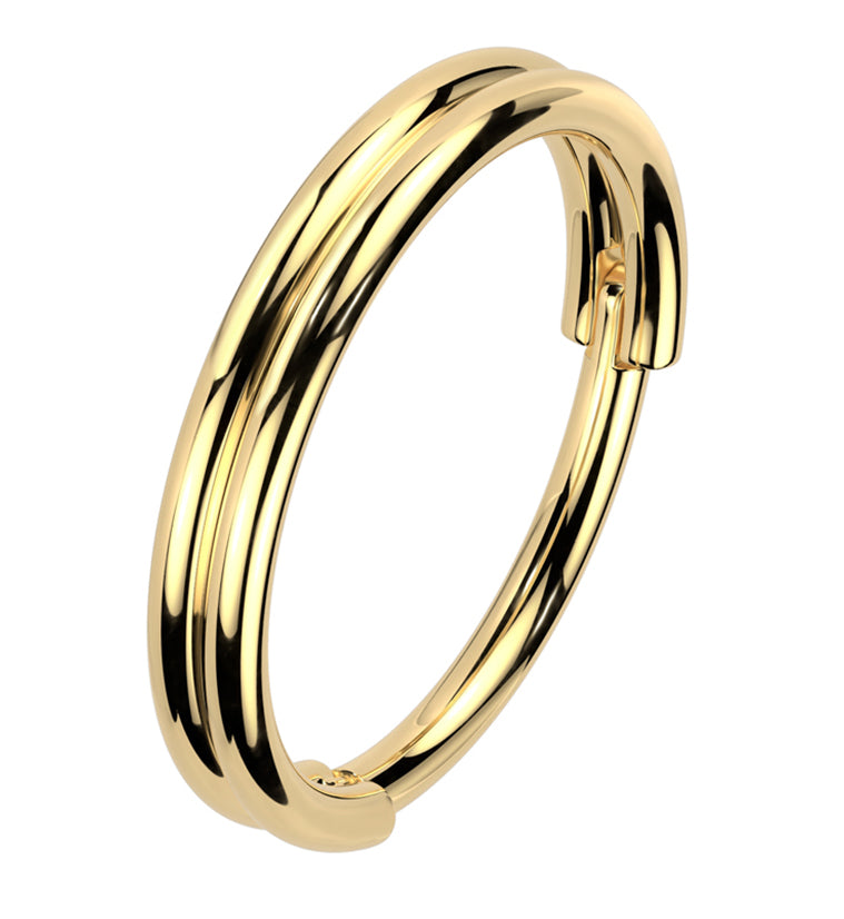 Gold PVD Double Row Stainless Steel Hinged Segment Ring