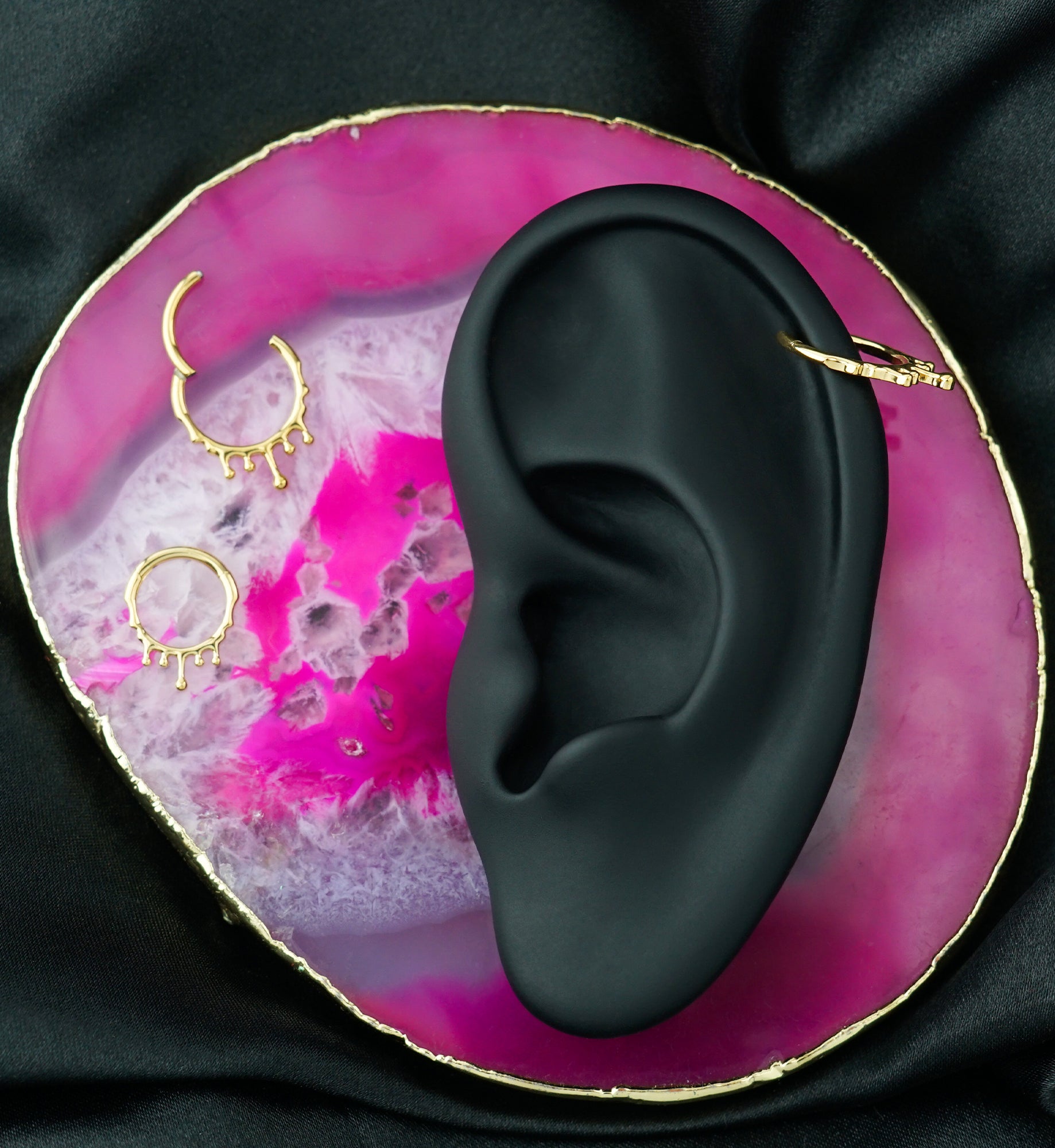 Gold PVD Drip Titanium Hinged Segment Ring