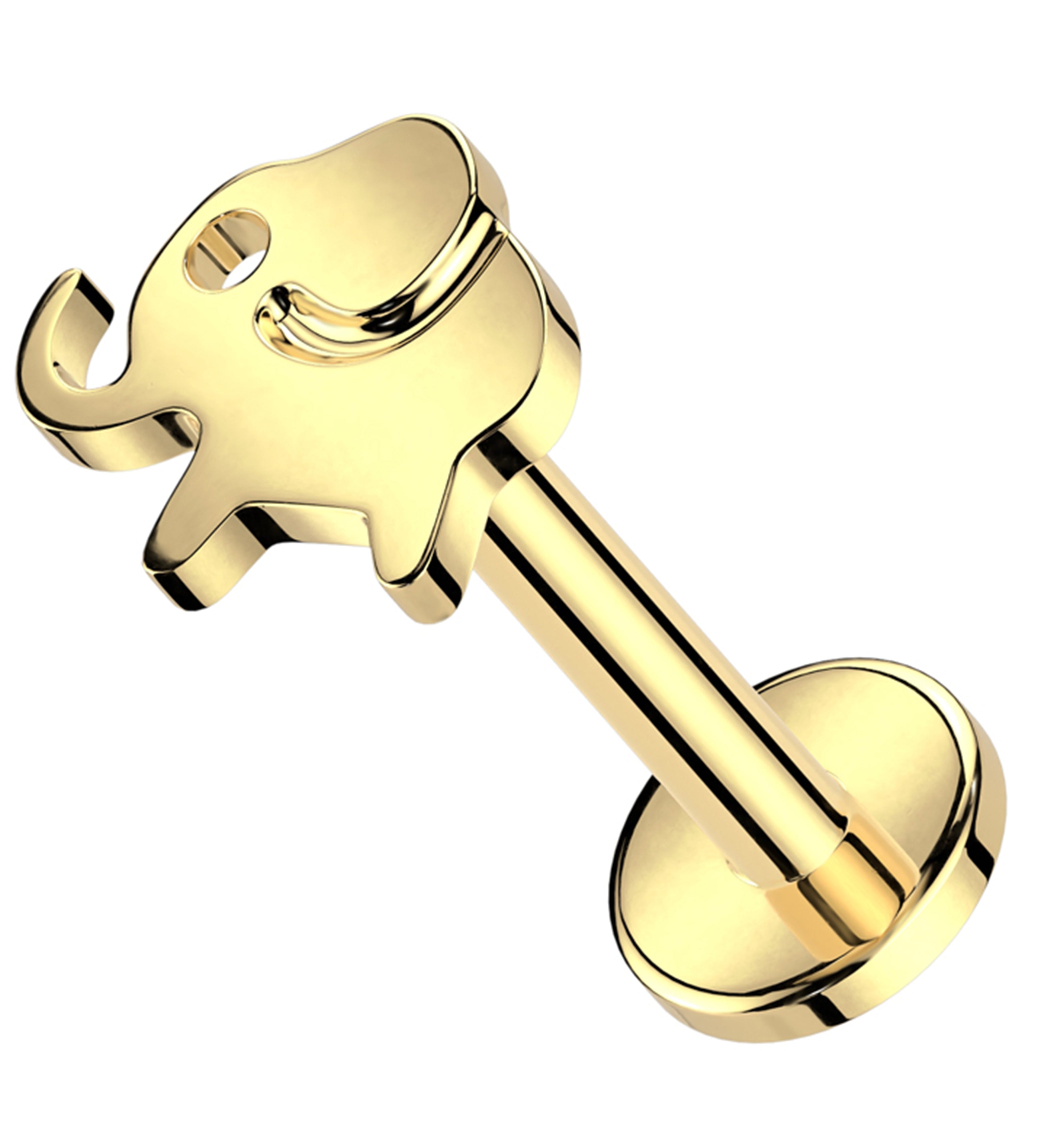 Gold PVD Elephant Internally Threaded Titanium Labret