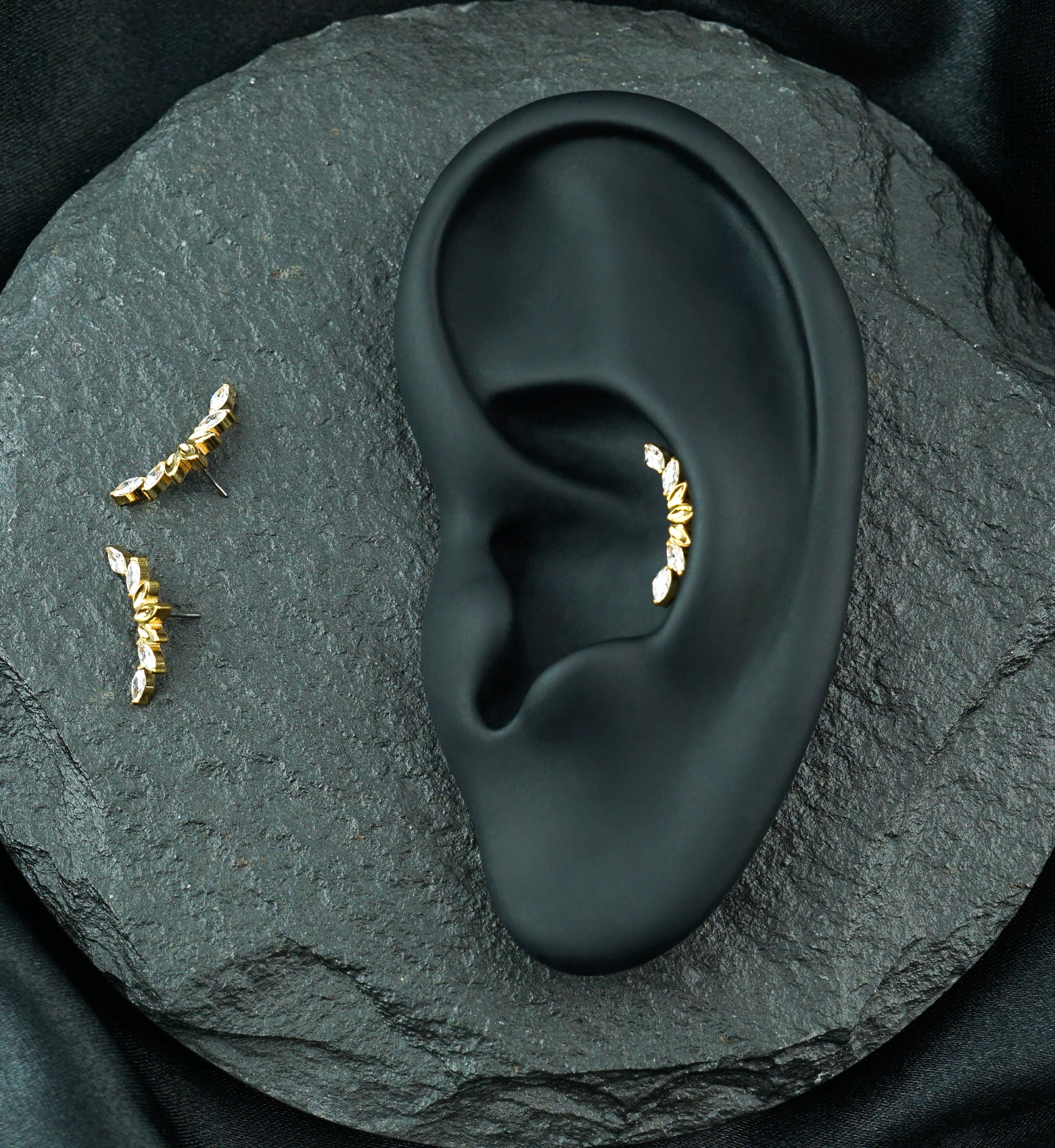 Gold PVD Empress Arch Clear CZ Titanium Threadless Top