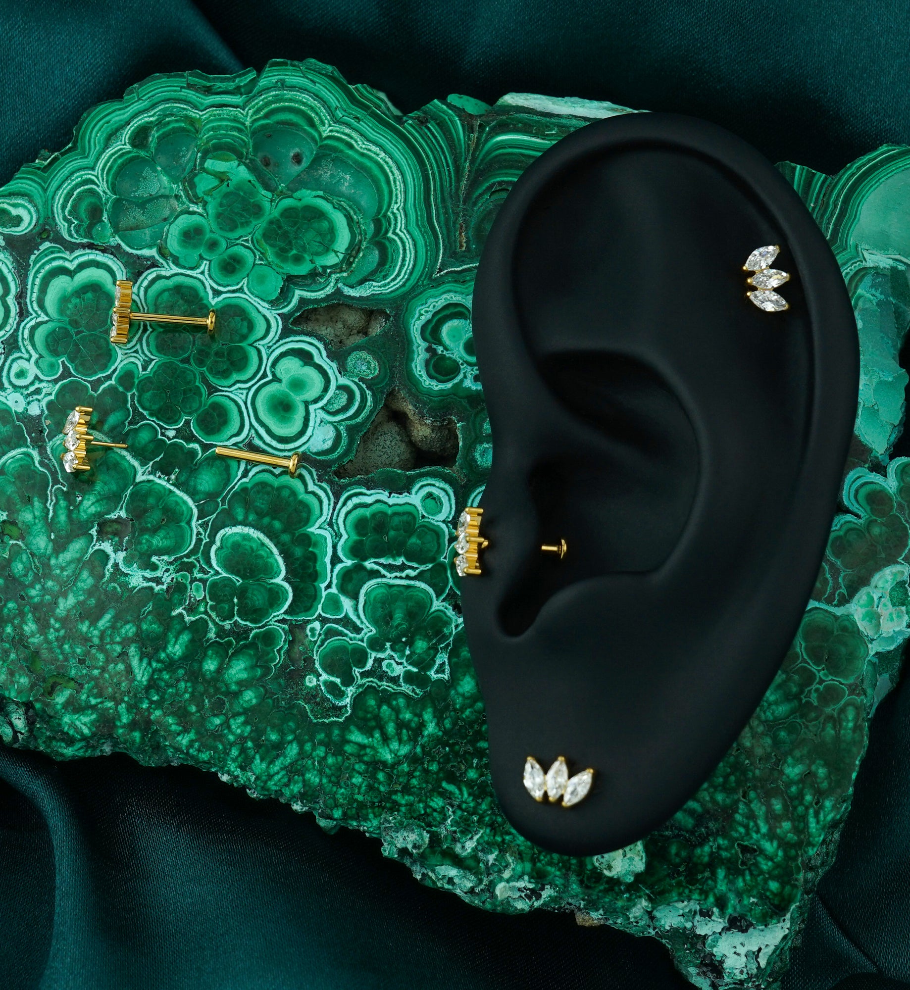 Gold PVD Empress Clear CZ Threadless Titanium Flat Disk Labret