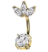 Gold PVD Empress Top Clear CZ Stainless Steel Belly Button Ring