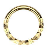 Gold PVD Faceted Front Stainless Steel Hinged Segment Ring