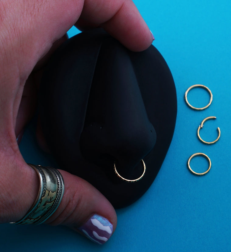 Gold PVD Faceted Side Stainless Steel Hinged Segment Ring