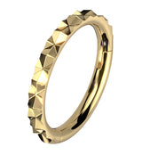 Gold PVD Faceted Side Stainless Steel Hinged Segment Ring