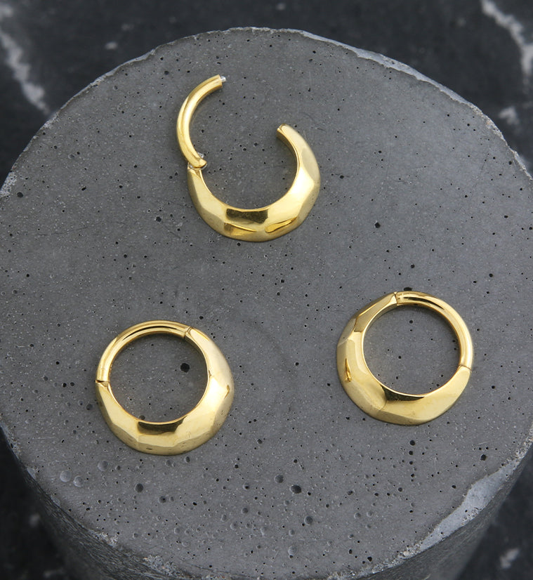 Gold PVD Faceted Stainless Steel Hinged Segment Ring