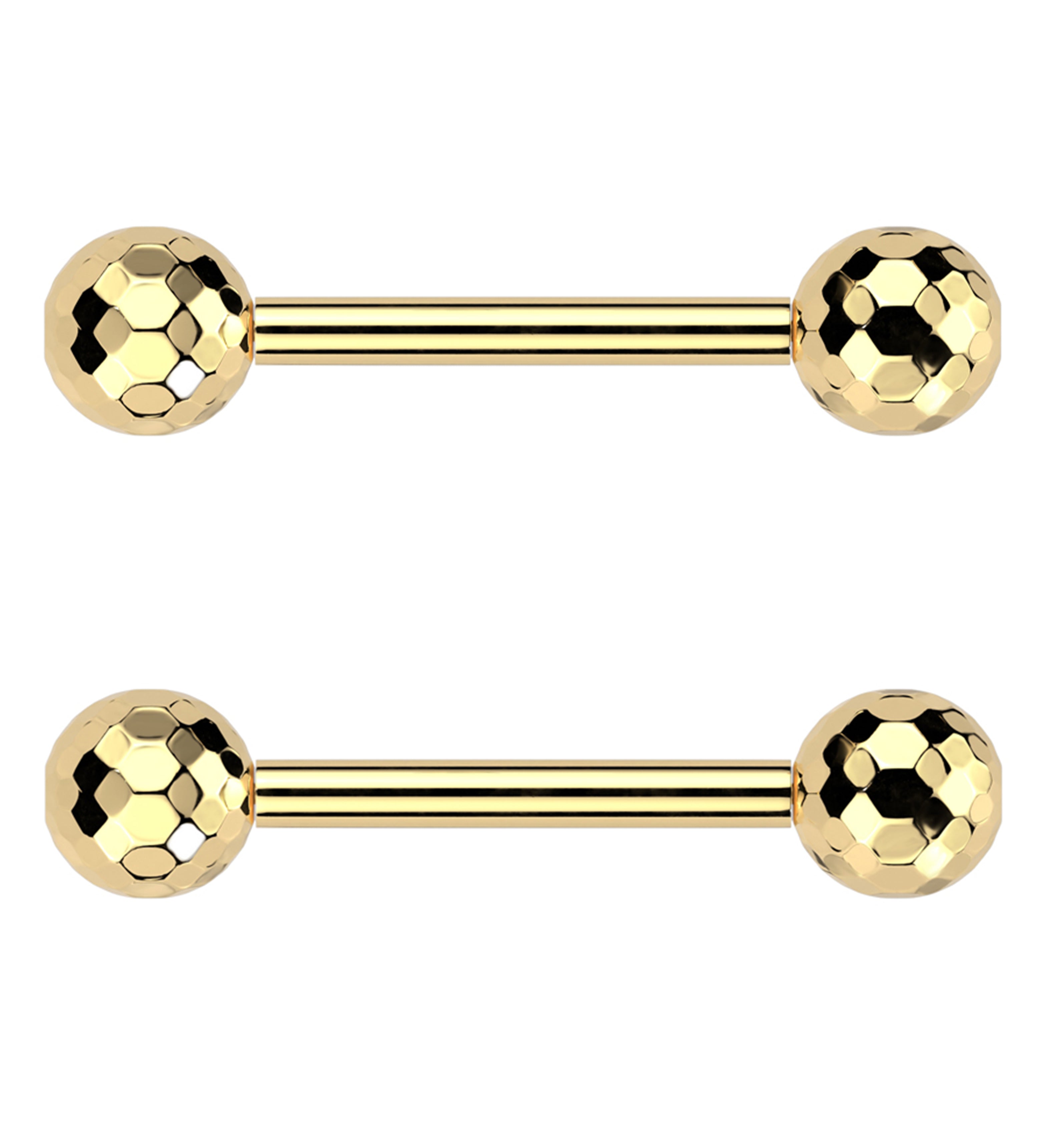 Gold PVD Faceted Threadless Titanium Nipple Barbells