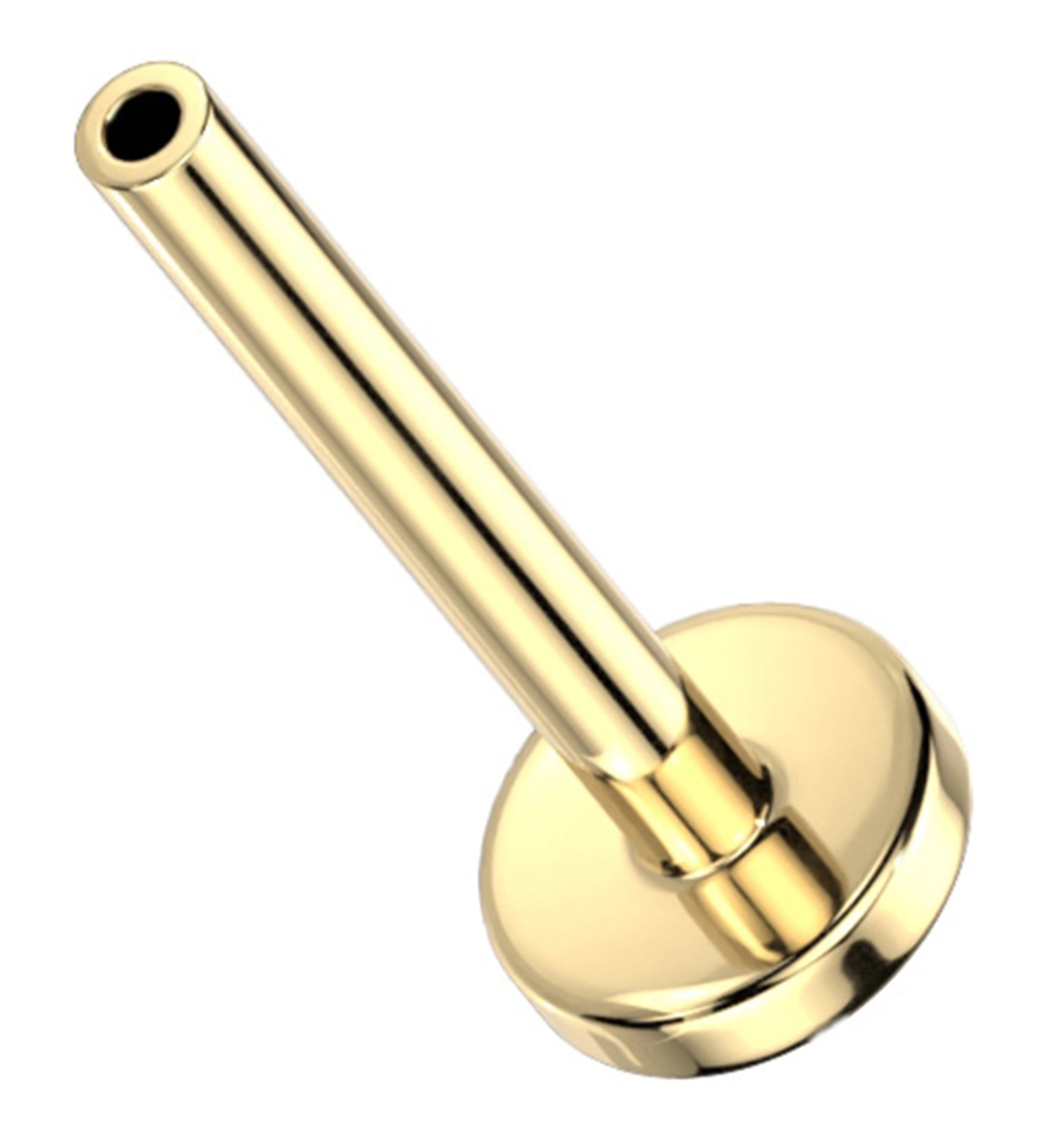 Gold PVD Flat Disk Titanium Threadless Labret Post | UrbanBodyJewelry.com