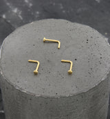Gold PVD Flat Disk Top L Bend Titanium Nose Ring
