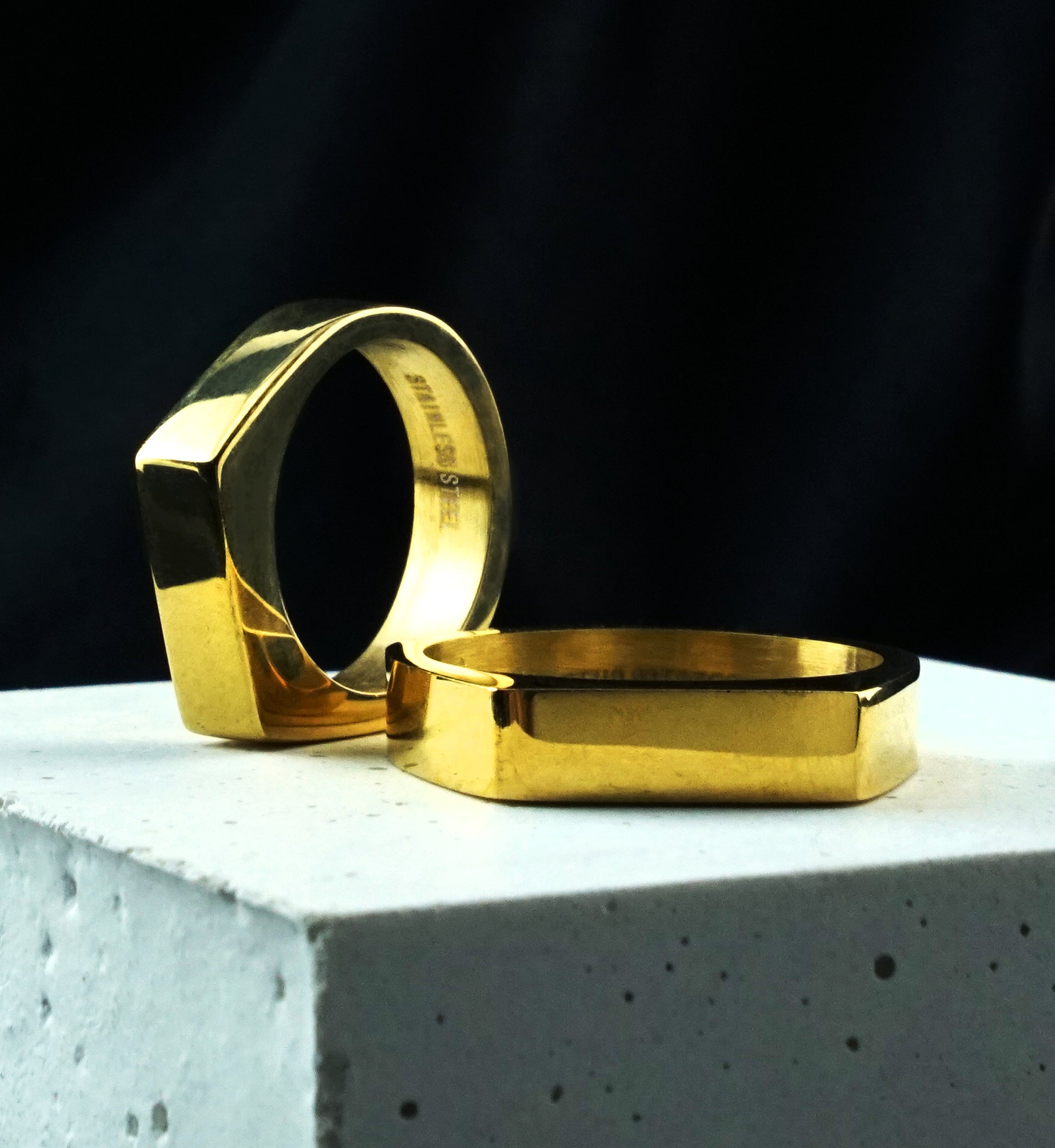 Gold PVD Flat Top Stainless Steel Ring