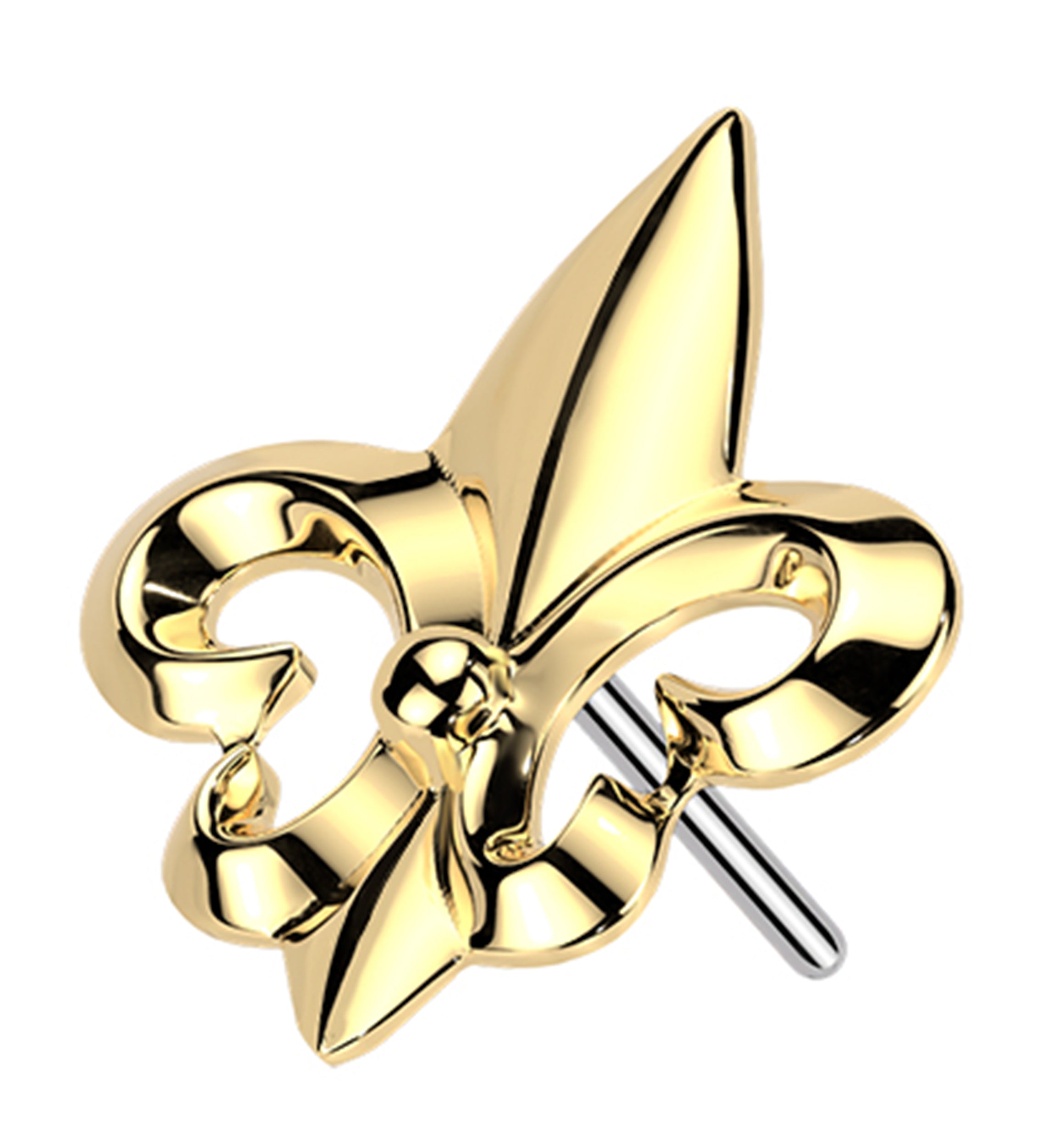 Gold PVD Fleur De Lis Titanium Threadless Top