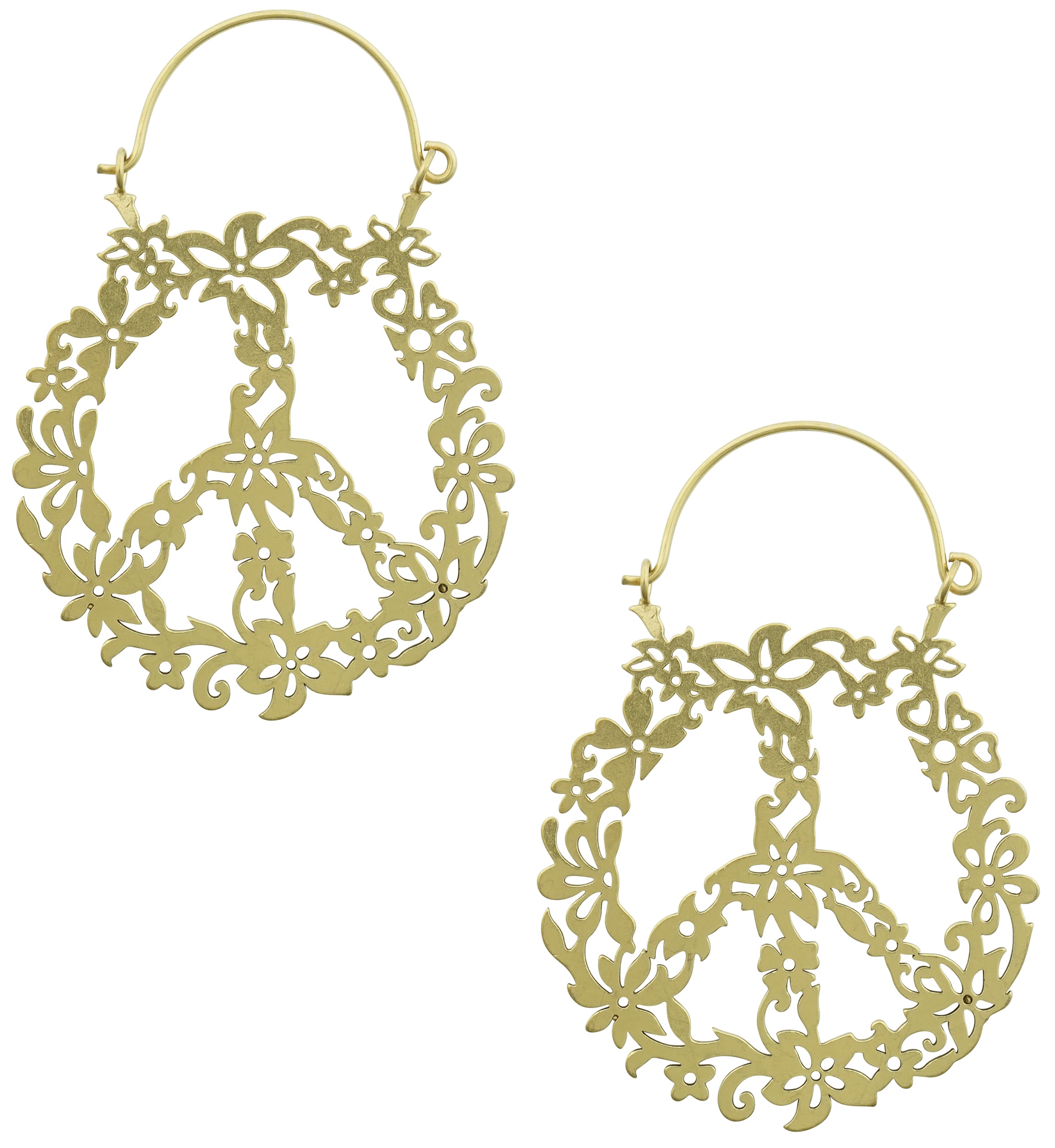 Gold PVD Flower Child Stainless Steel Plug Hoops
