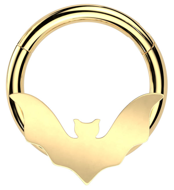 Gold PVD Flying Bat Stainless Steel Hinged Segment Ring
