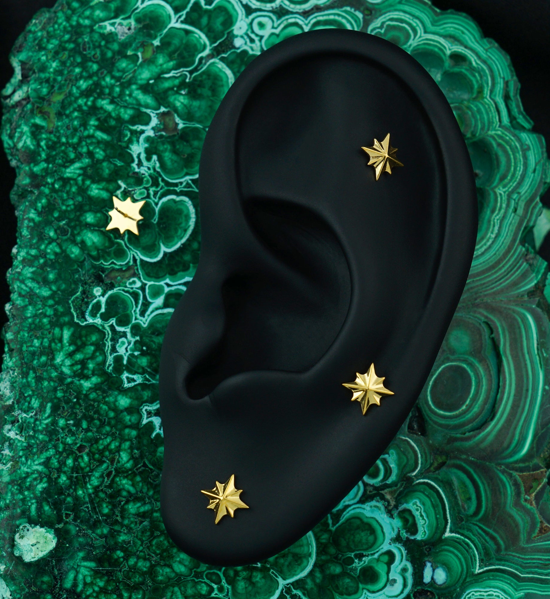 Gold PVD Geo North Star Titanium Threadless Top