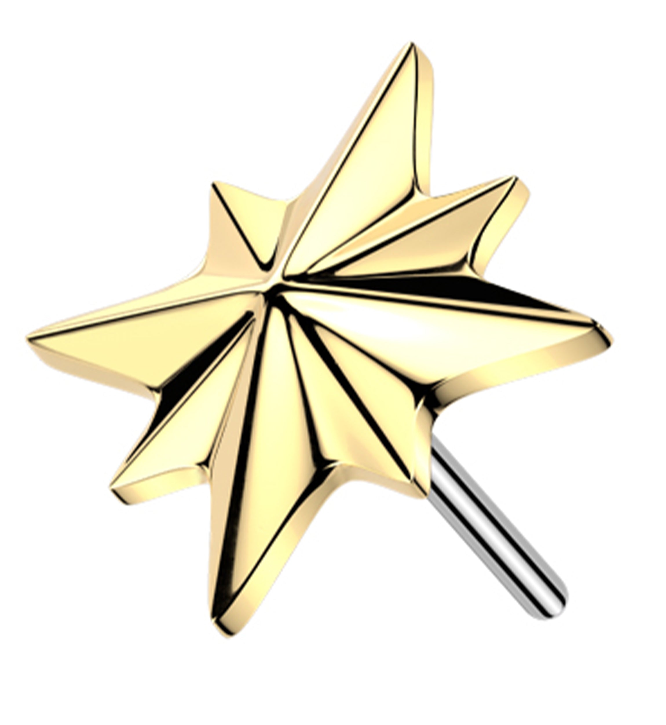 Gold PVD Geo North Star Titanium Threadless Top