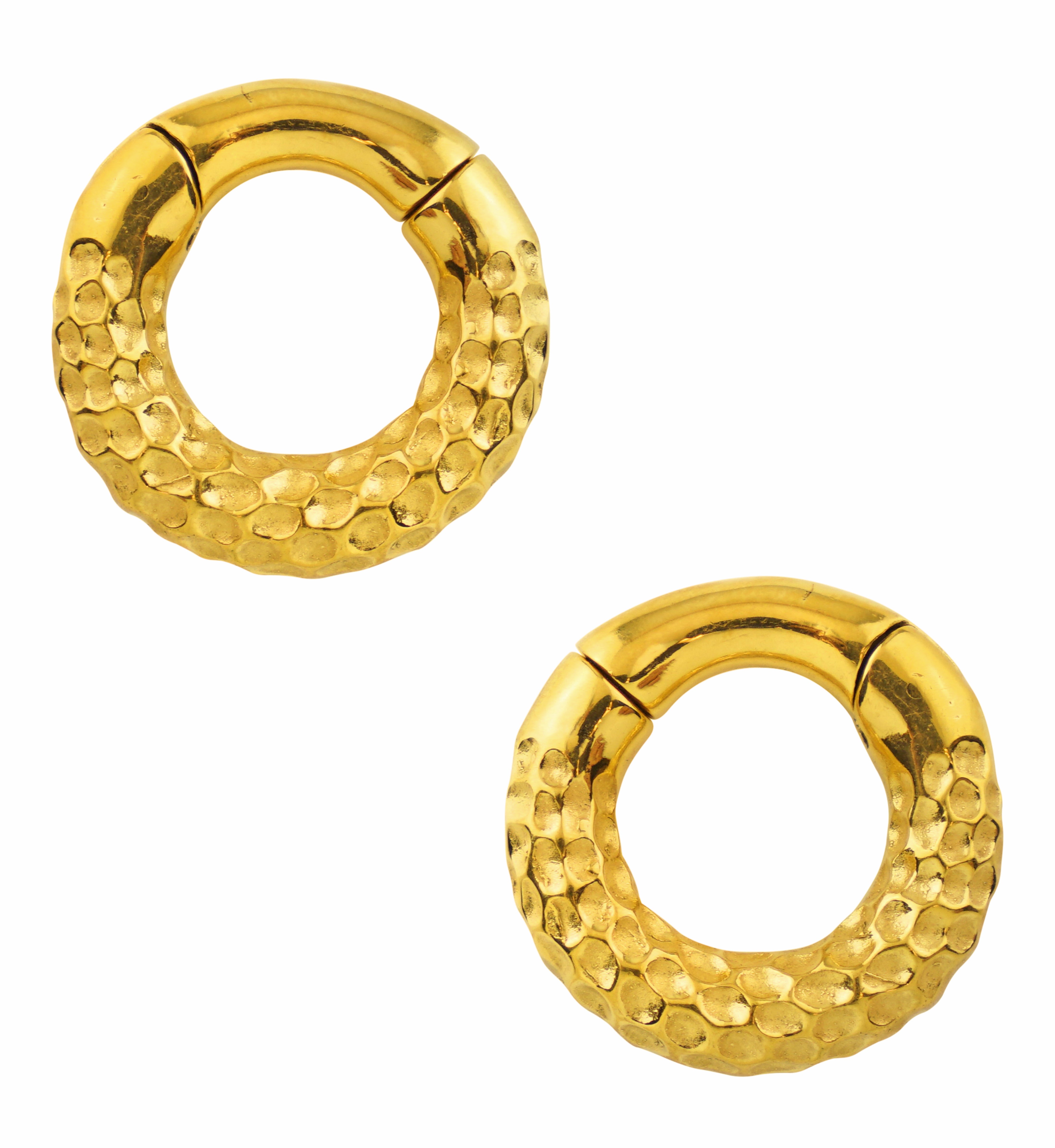 Gold PVD Hammered Hinged Ear Weights