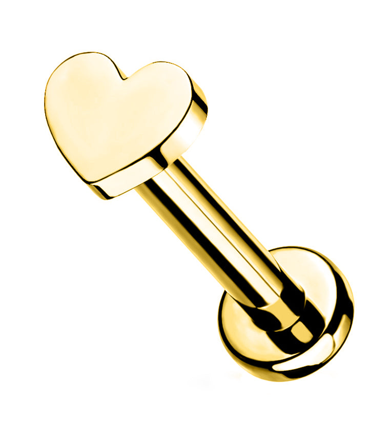 Gold PVD Heart Internally Threaded Titanium Labret